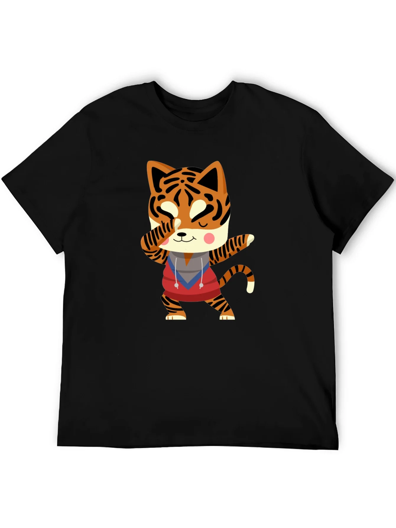 Camiseta Negra con Tigre Kawaii