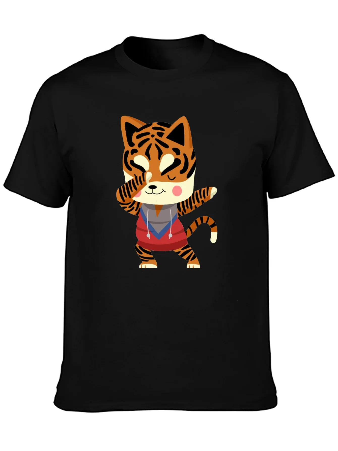Camiseta Negra con Tigre Kawaii