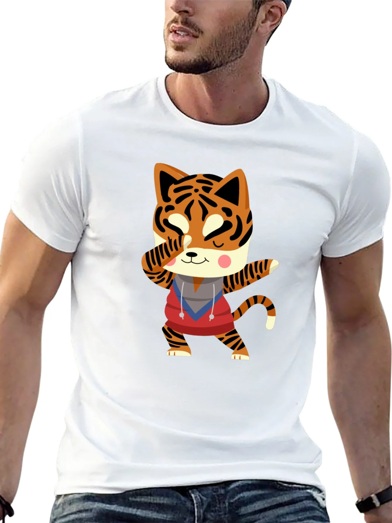 Camiseta Negra con Tigre Kawaii