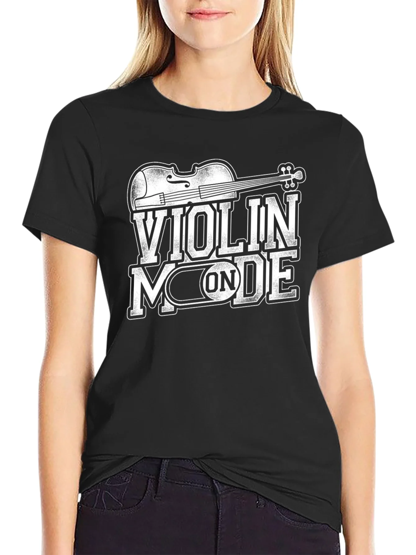 Rebbecca Violin Mode On Graphic T-Shirt - Black