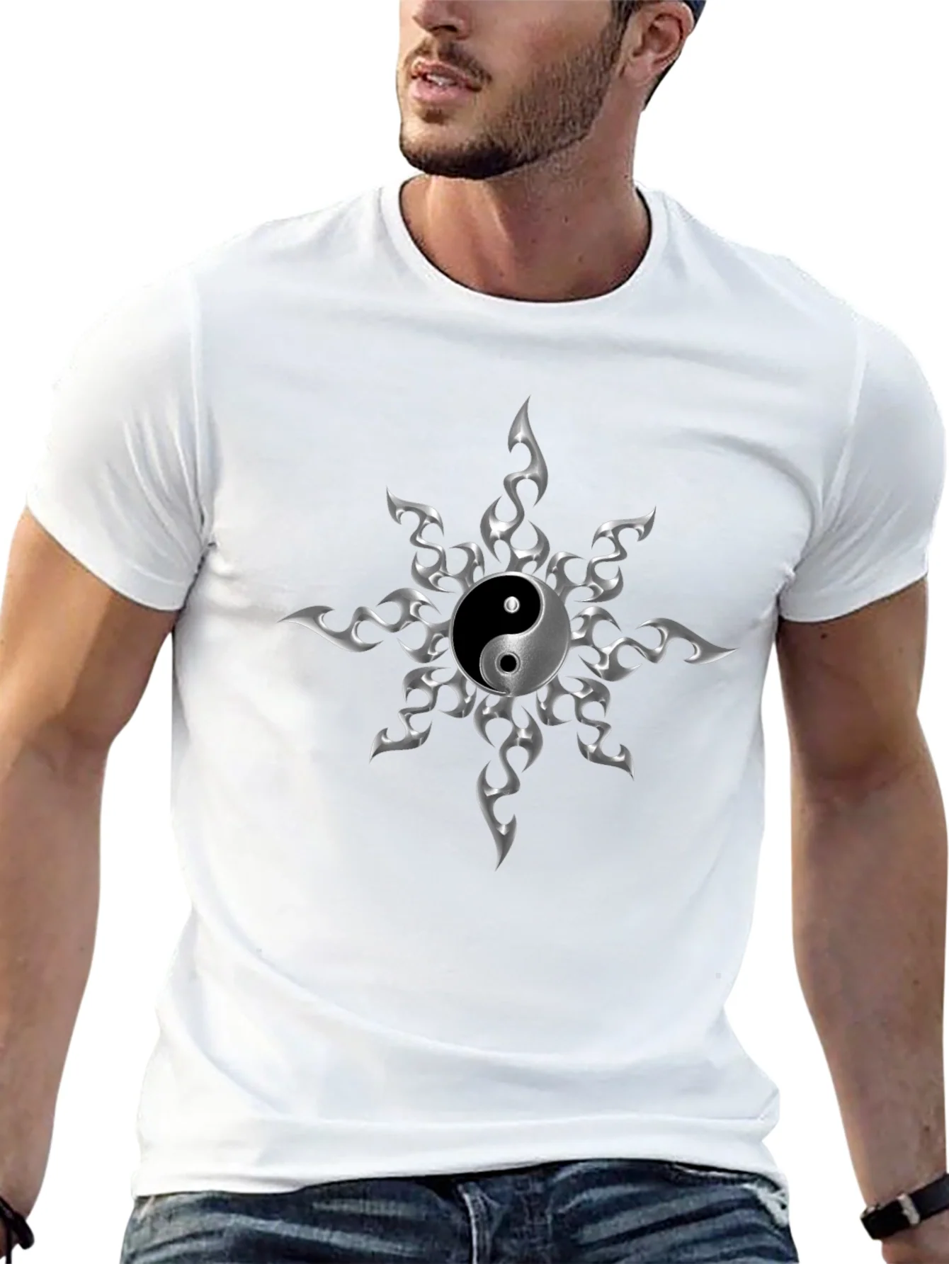 Rebbecca Yin Yang Flame Graphic T-Shirt