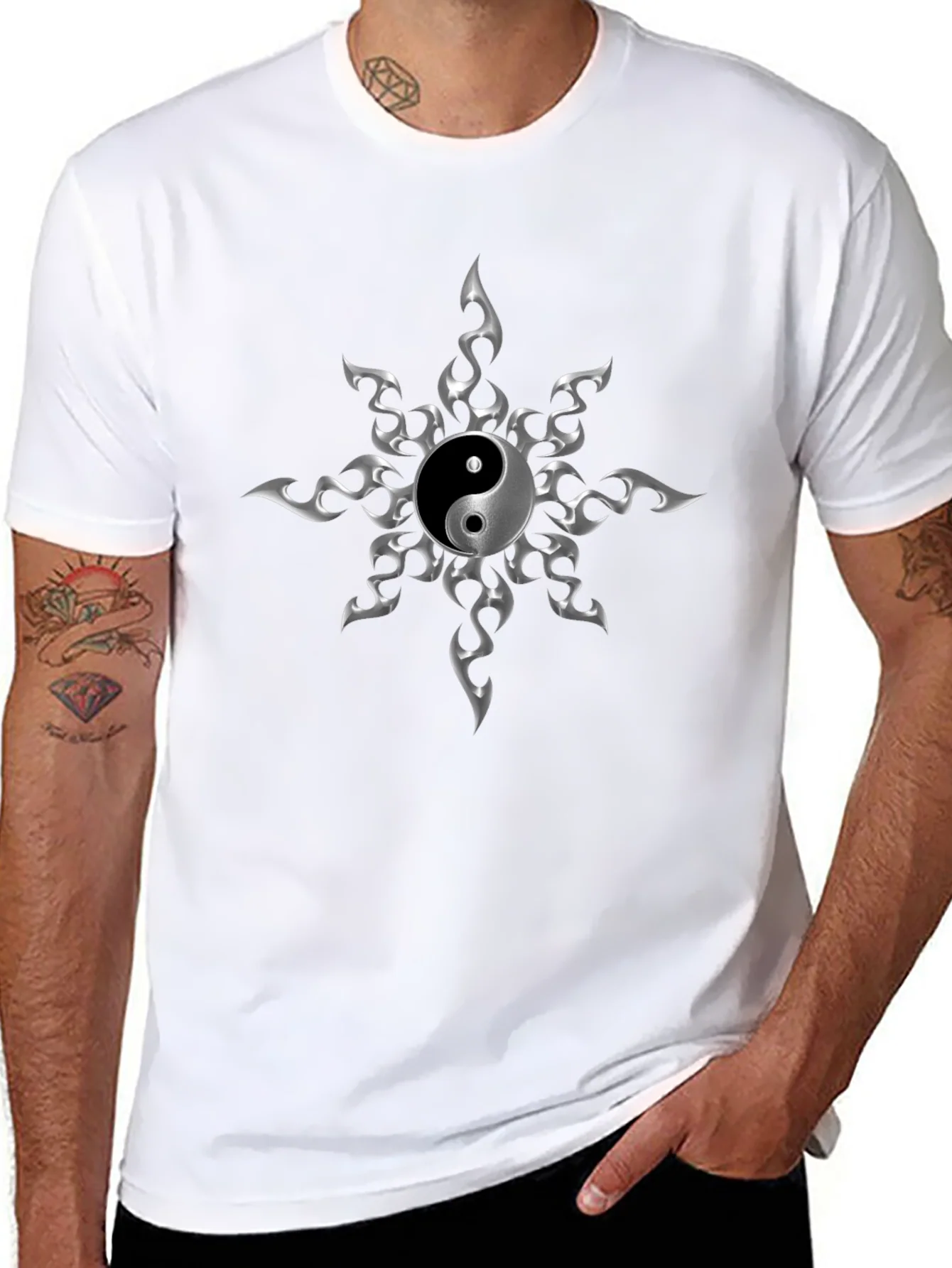 Rebbecca Yin Yang Flame Graphic T-Shirt