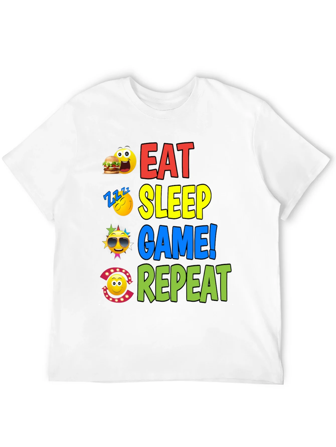 Camiseta Negra con Dise?o Eat Sleep Game Repeat