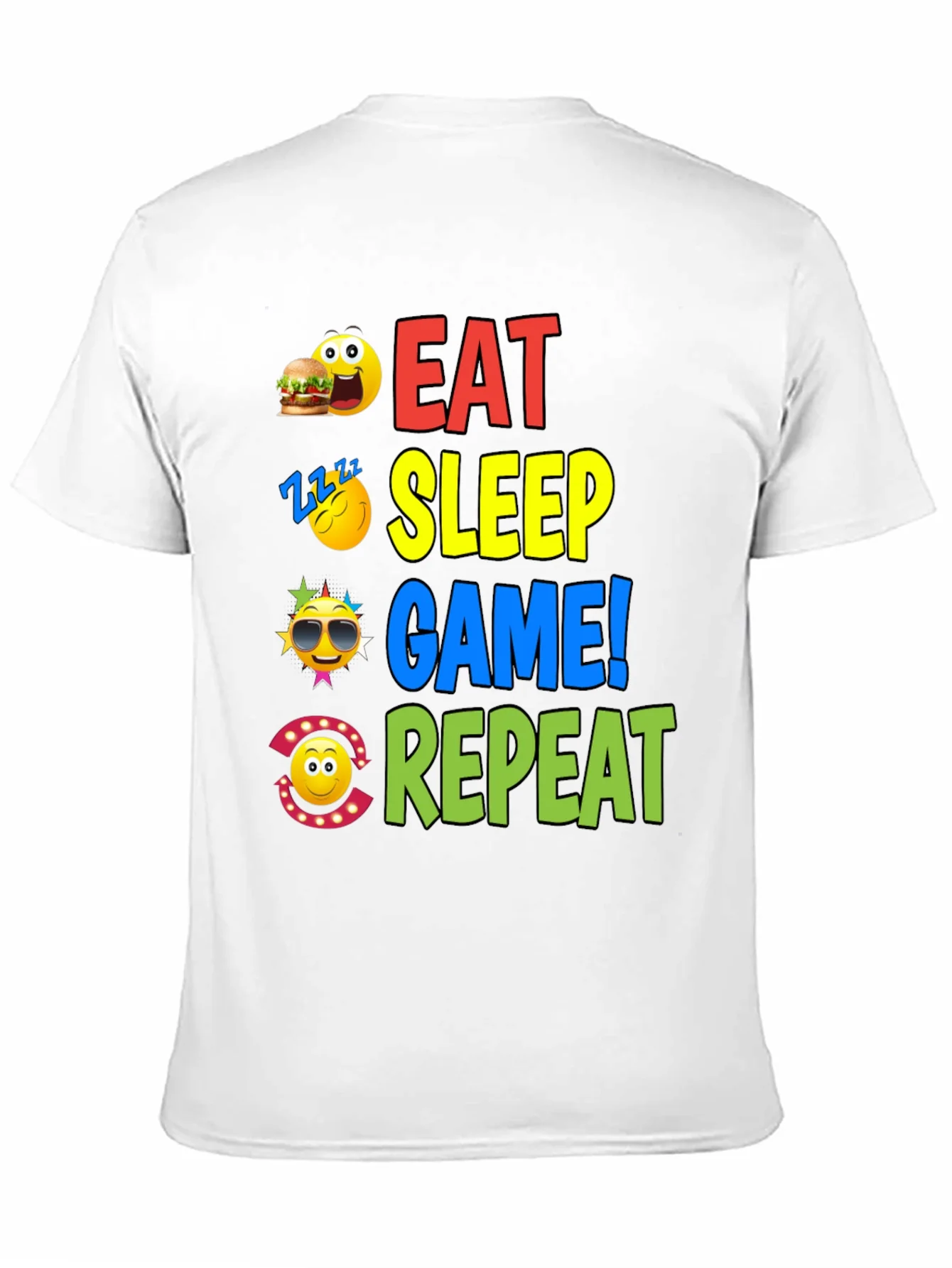 Camiseta Negra con Dise?o Eat Sleep Game Repeat