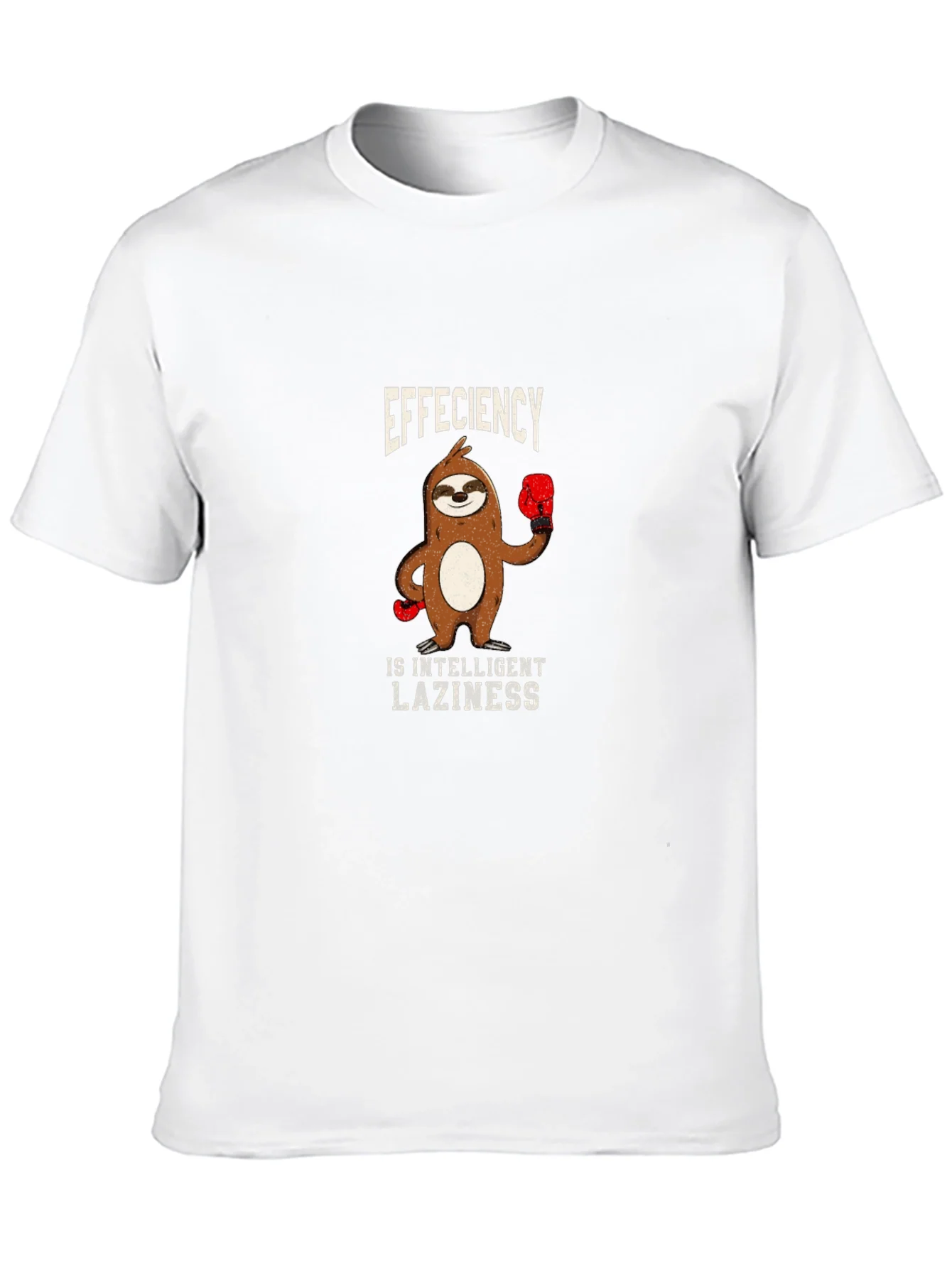 Camiseta Negra con Dise?o Divertido de Perezoso Boxeador