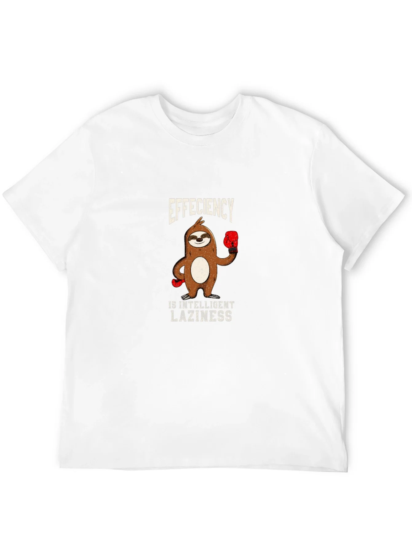 Camiseta Negra con Dise?o Divertido de Perezoso Boxeador