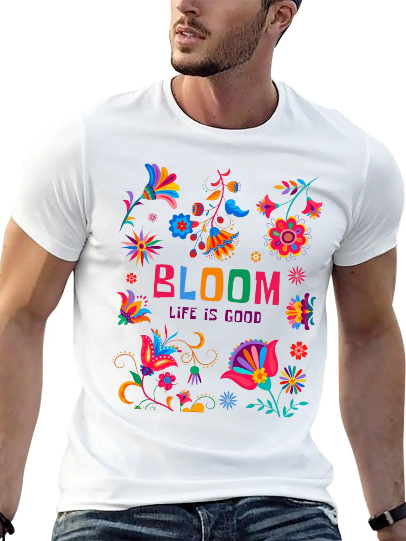 Camiseta Negra Bloom: Life is Good Floral
