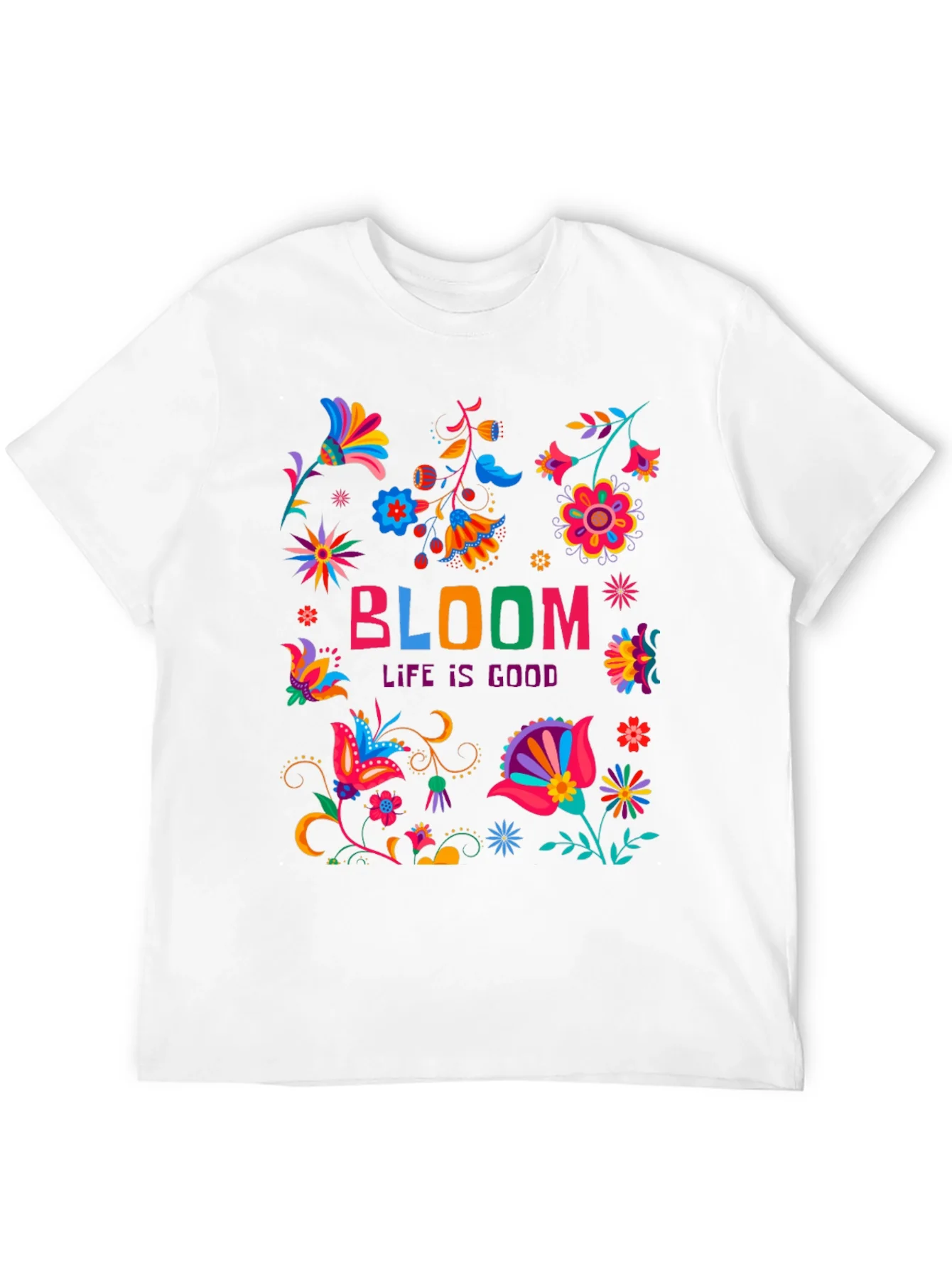 Camiseta Negra Bloom: Life is Good Floral