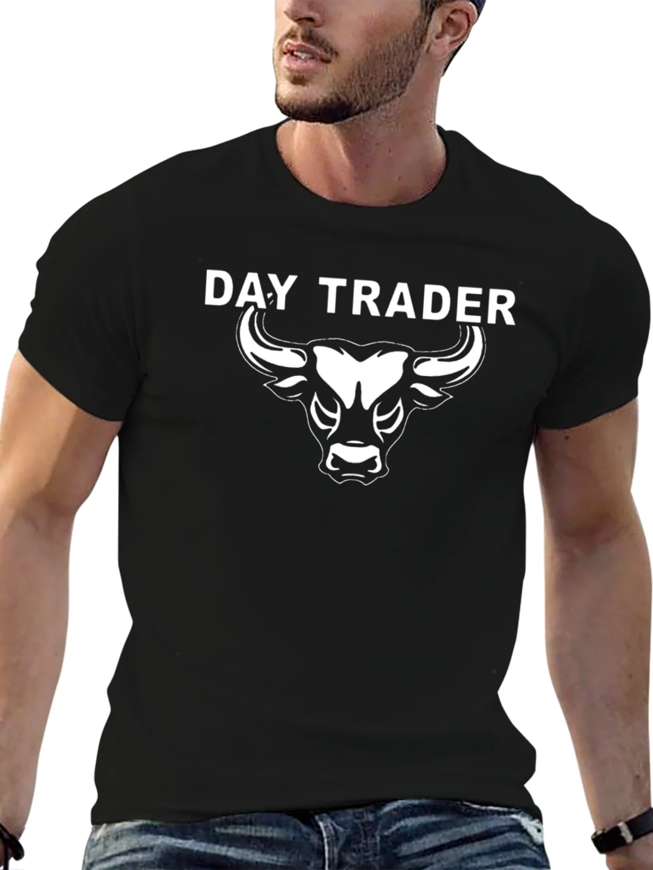 Camiseta Negra Day Trader Toro Blanco