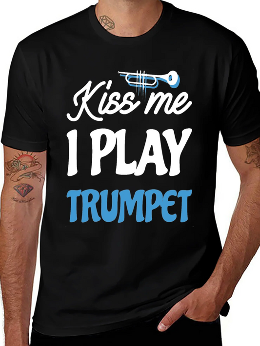 Camiseta Negra Kiss Me I Play Trumpet