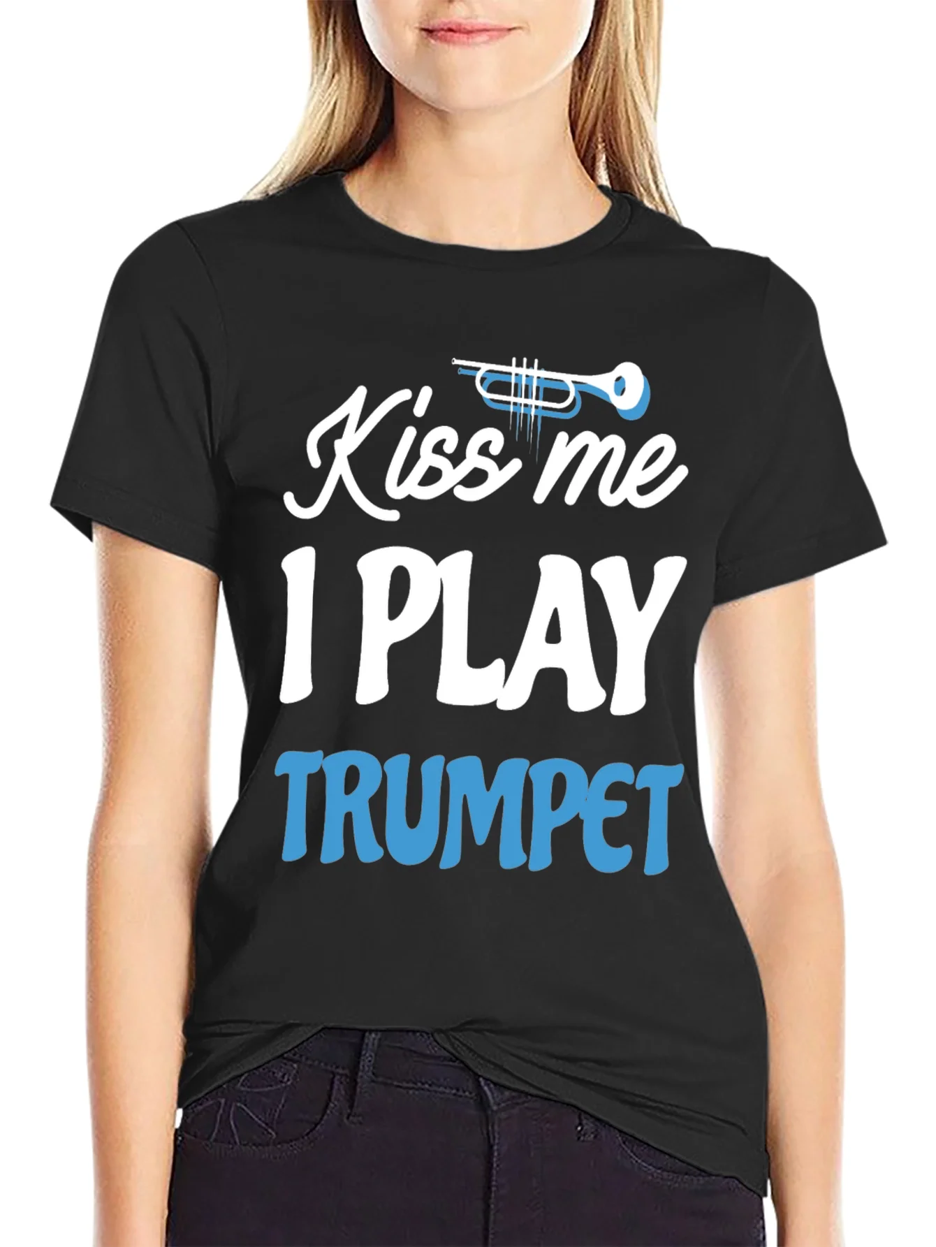Camiseta Negra Kiss Me I Play Trumpet