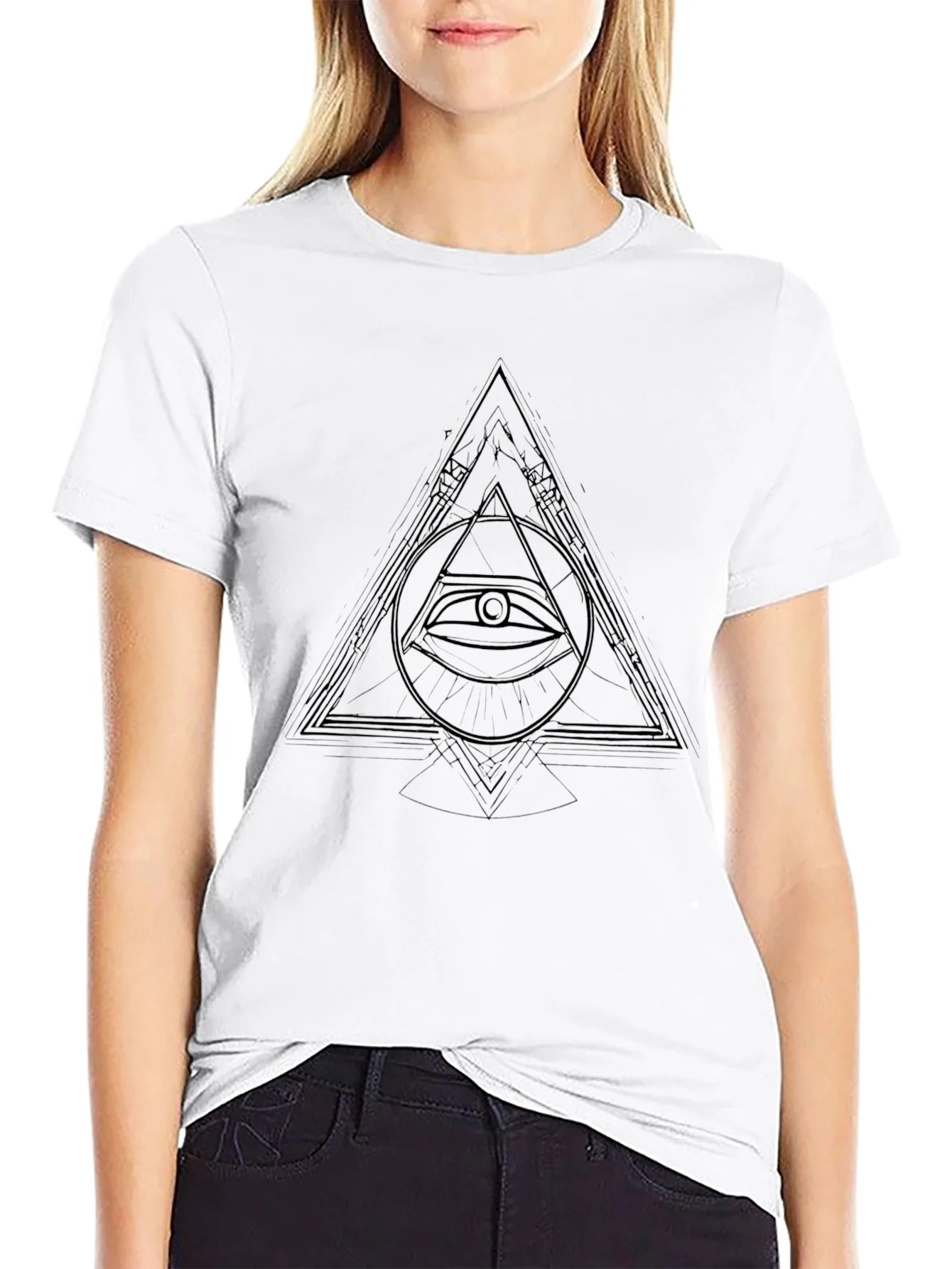 Camiseta Negra Hombre - Dise?o Ojo en Tri¨¢ngulo