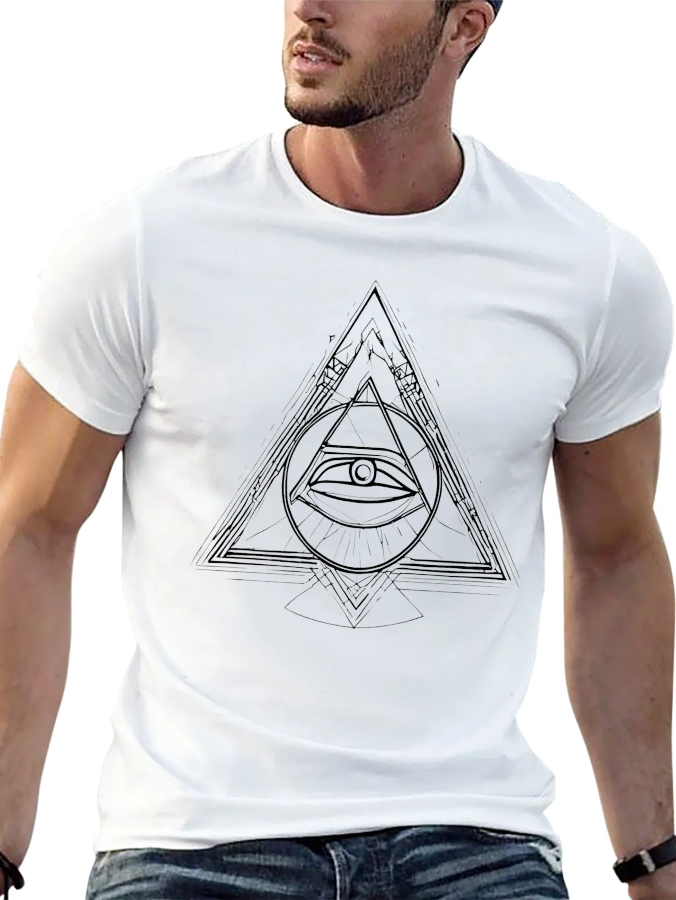 Camiseta Negra Hombre - Dise?o Ojo en Tri¨¢ngulo