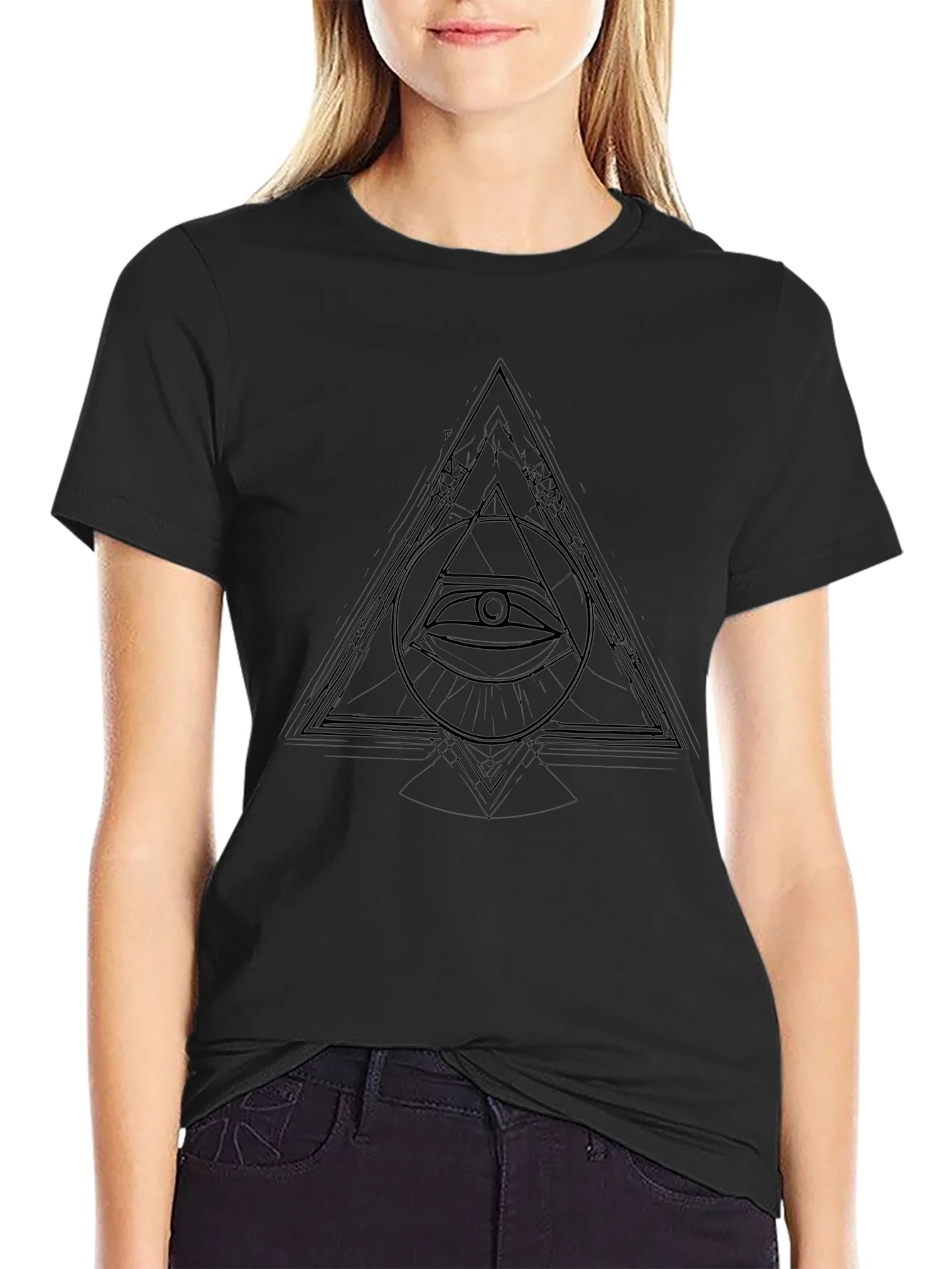 Camiseta Negra Hombre - Dise?o Ojo en Tri¨¢ngulo