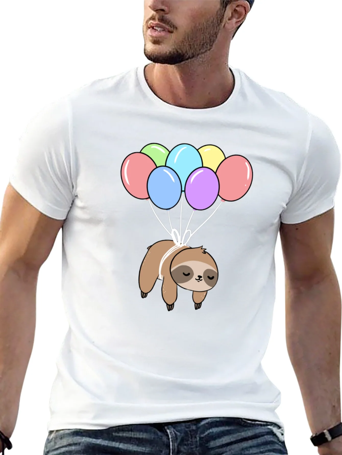 Rebbecca Sloth Balloon Graphic T-Shirt - Fun Animal Tee