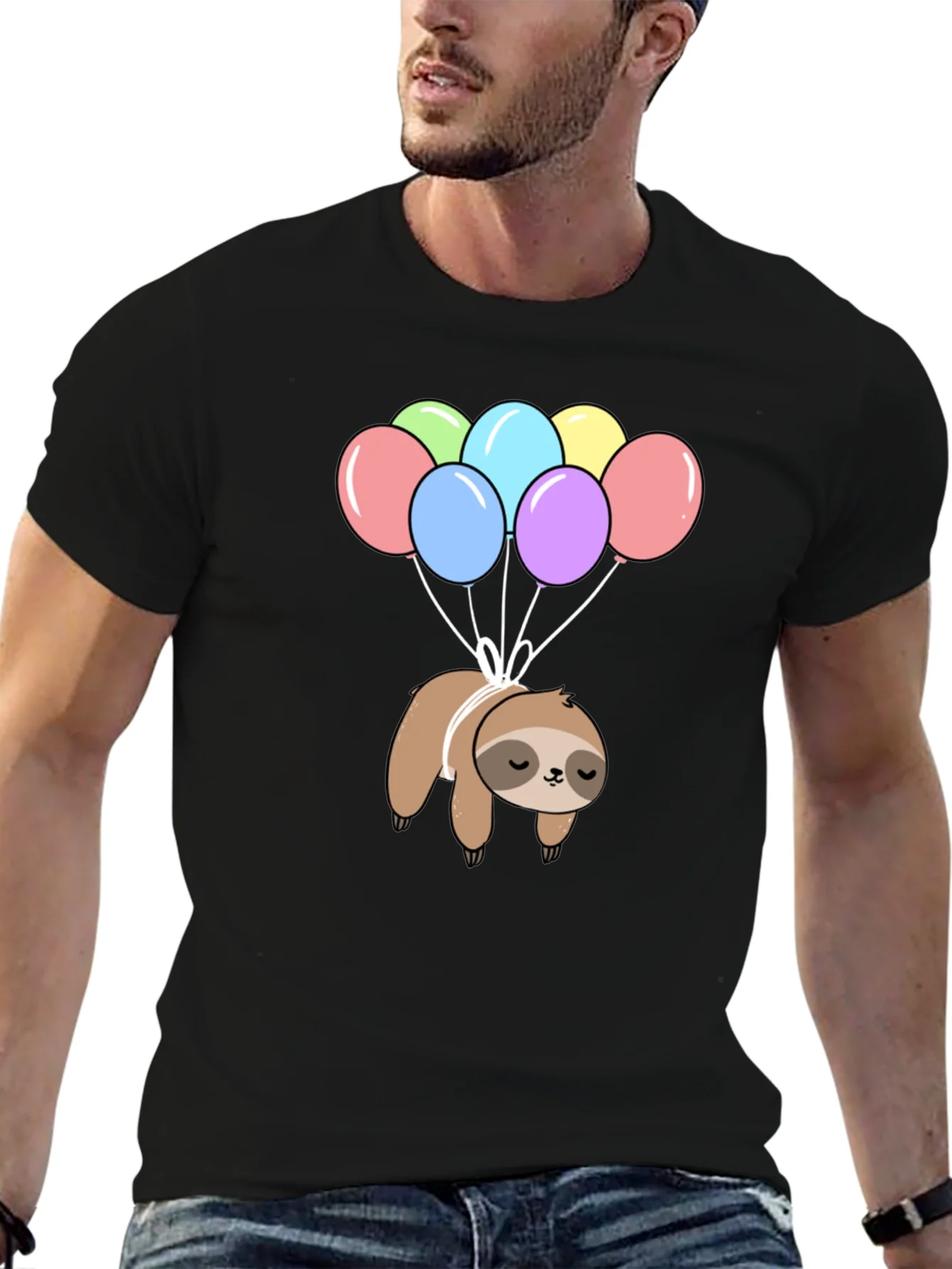 Rebbecca Sloth Balloon Graphic T-Shirt - Fun Animal Tee
