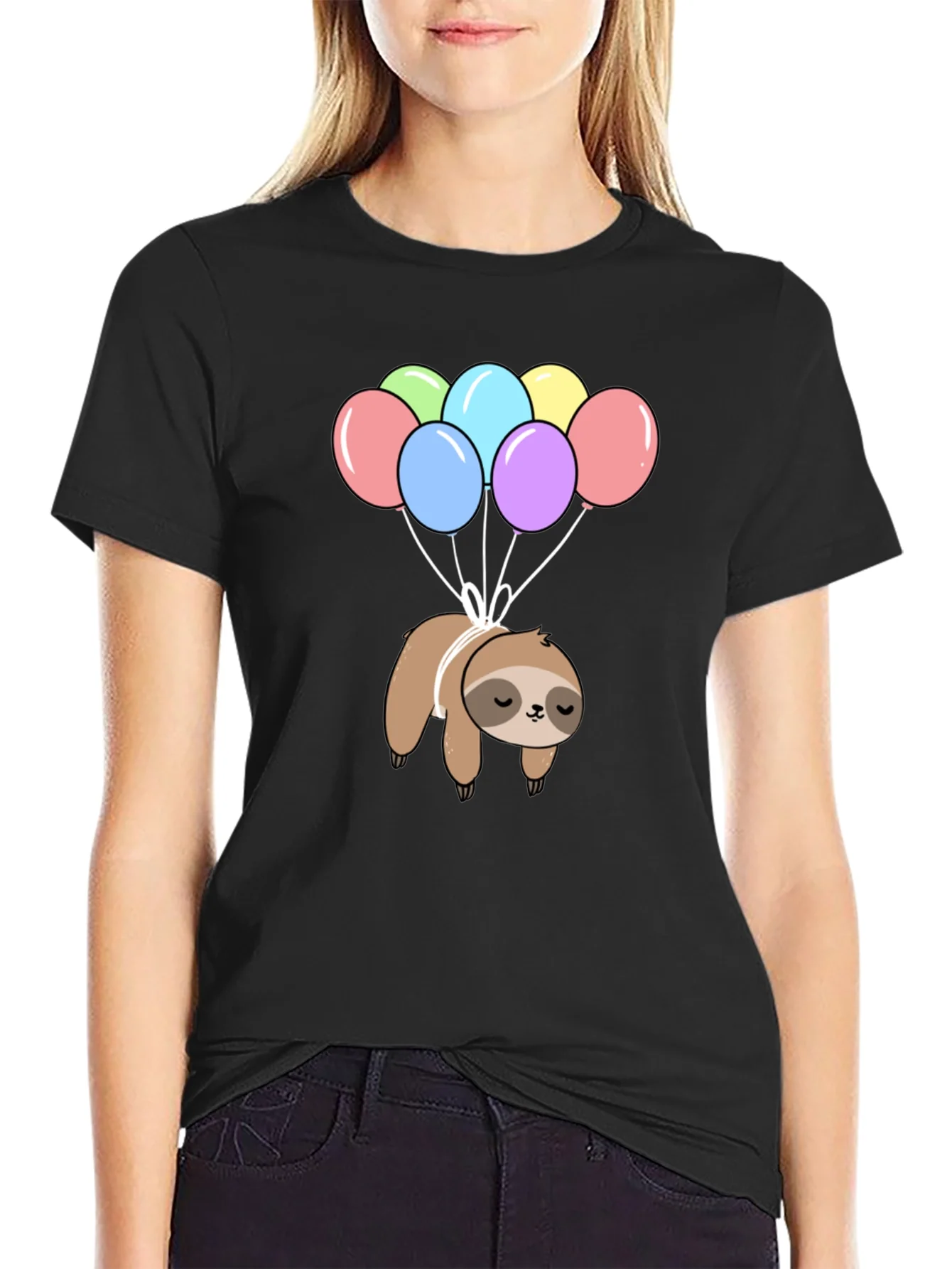 Rebbecca Sloth Balloon Graphic T-Shirt - Fun Animal Tee