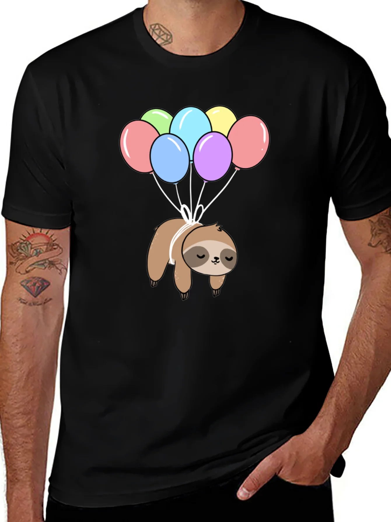 Rebbecca Sloth Balloon Graphic T-Shirt - Fun Animal Tee