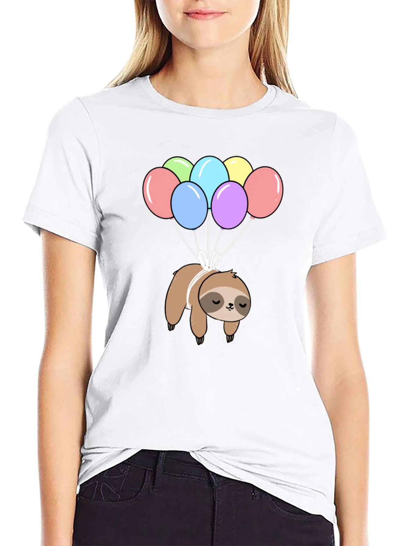 Rebbecca Sloth Balloon Graphic T-Shirt - Fun Animal Tee