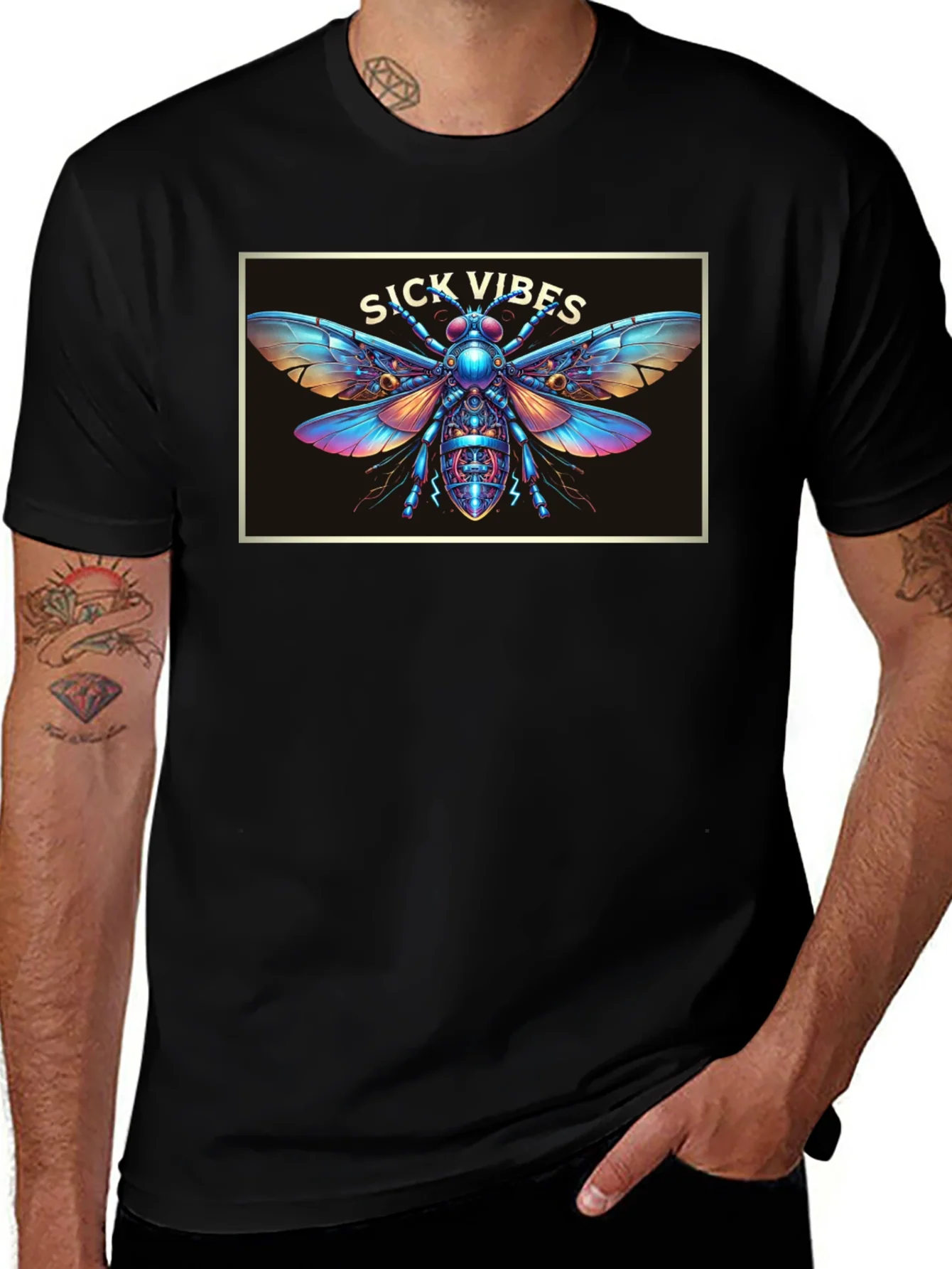 Rebbecca Sick Vibes Graphic T-Shirt - Unique Insect Design