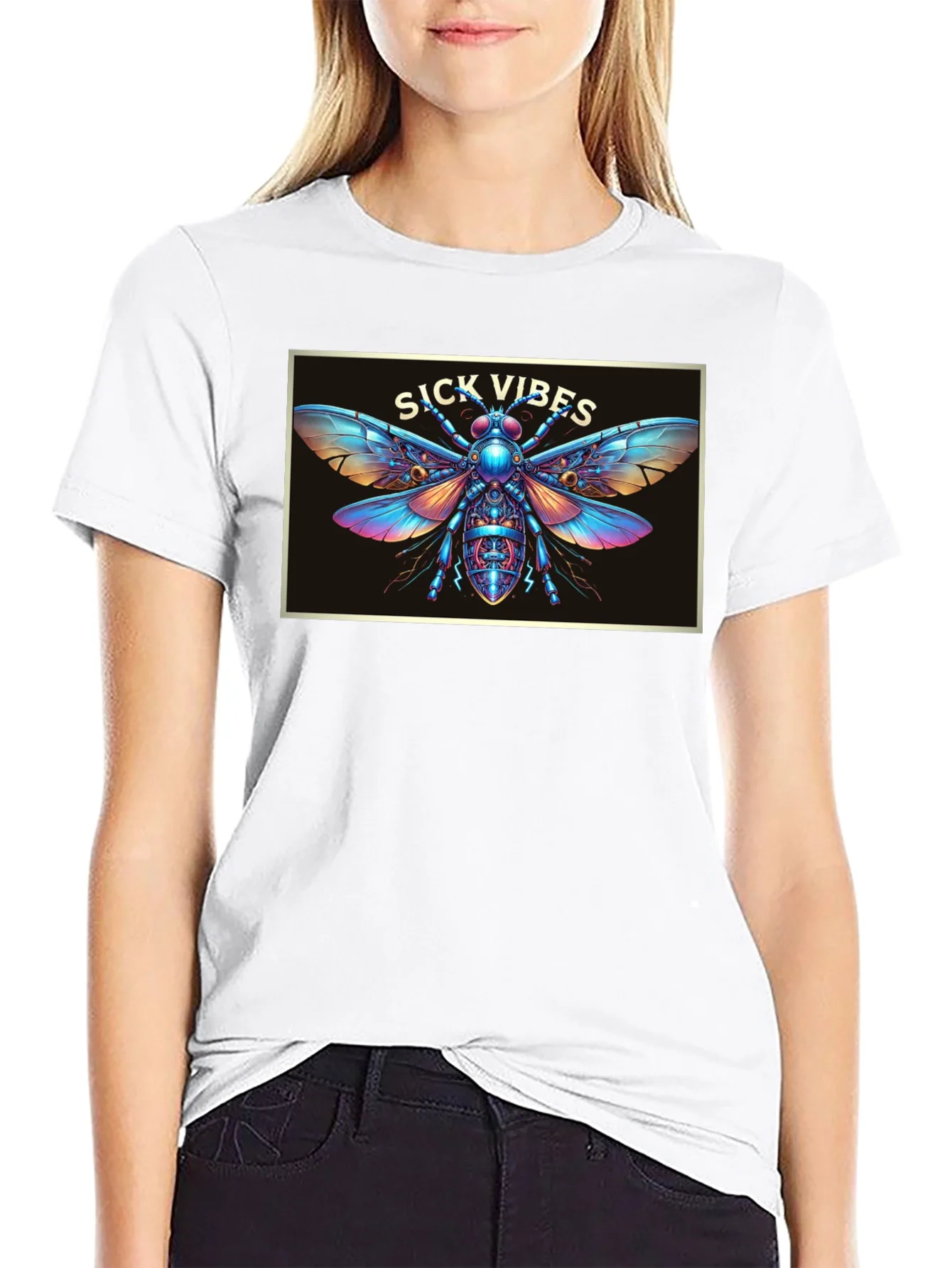Rebbecca Sick Vibes Graphic T-Shirt - Unique Insect Design