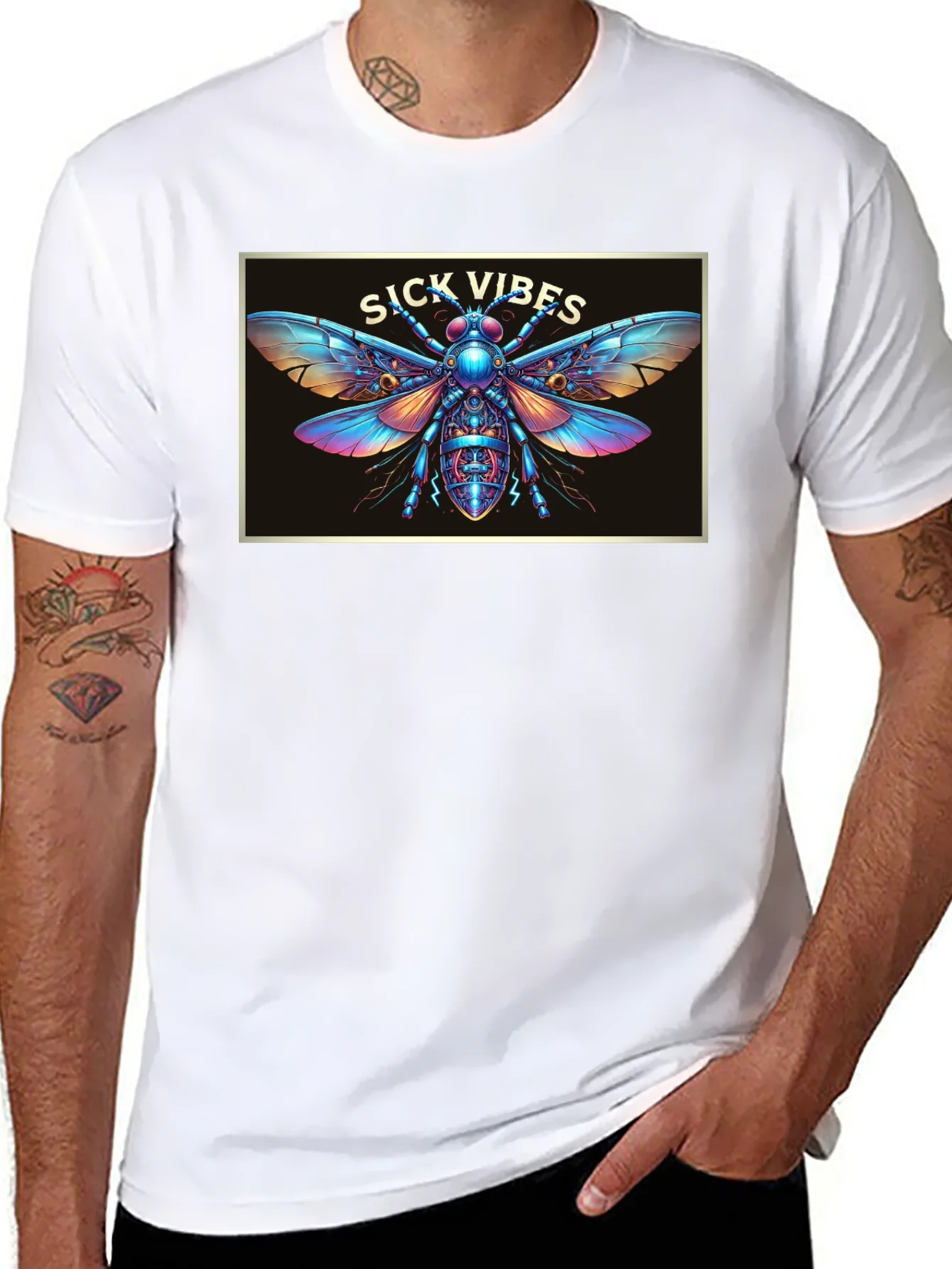 Rebbecca Sick Vibes Graphic T-Shirt - Unique Insect Design