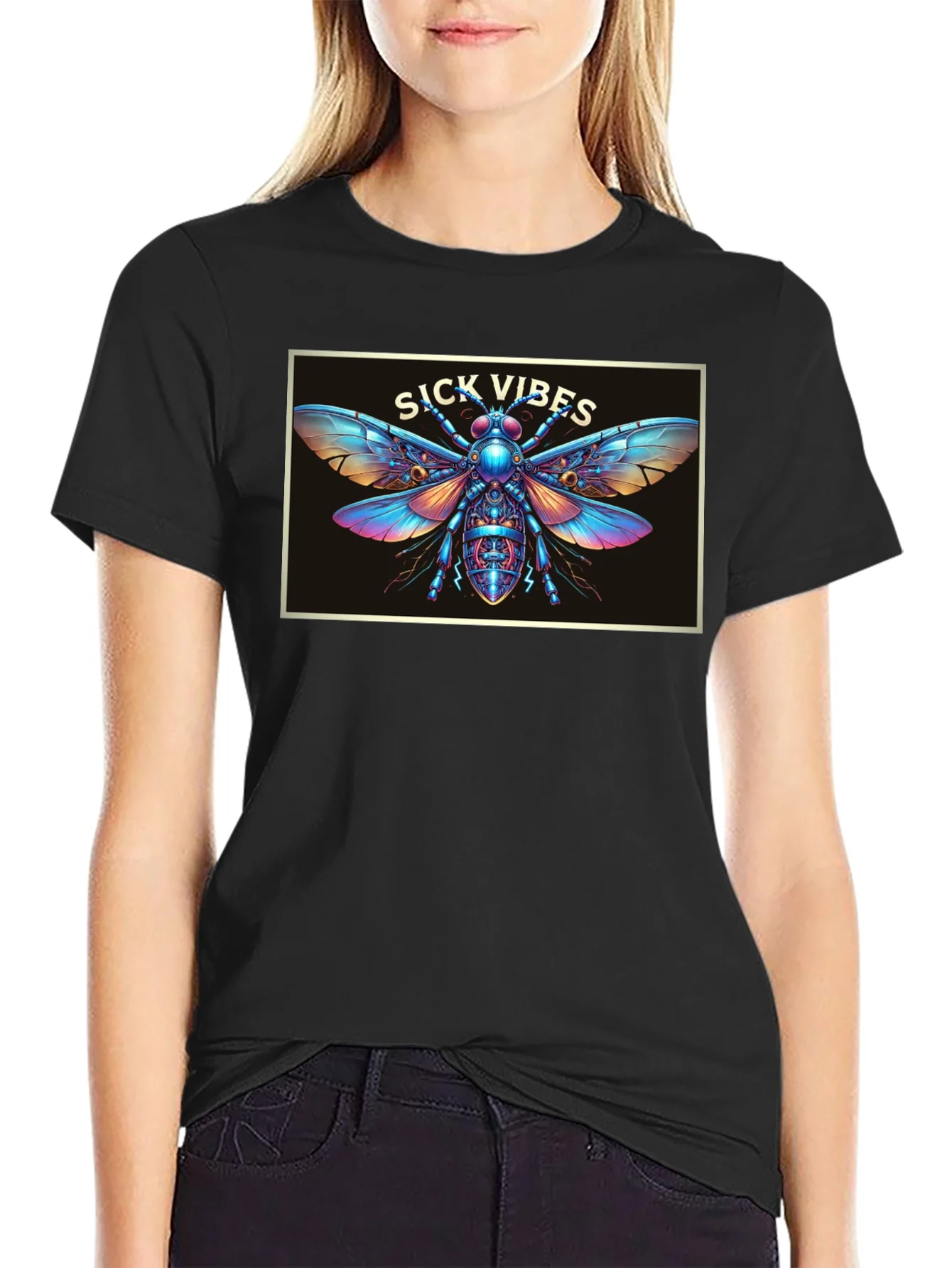 Rebbecca Sick Vibes Graphic T-Shirt - Unique Insect Design