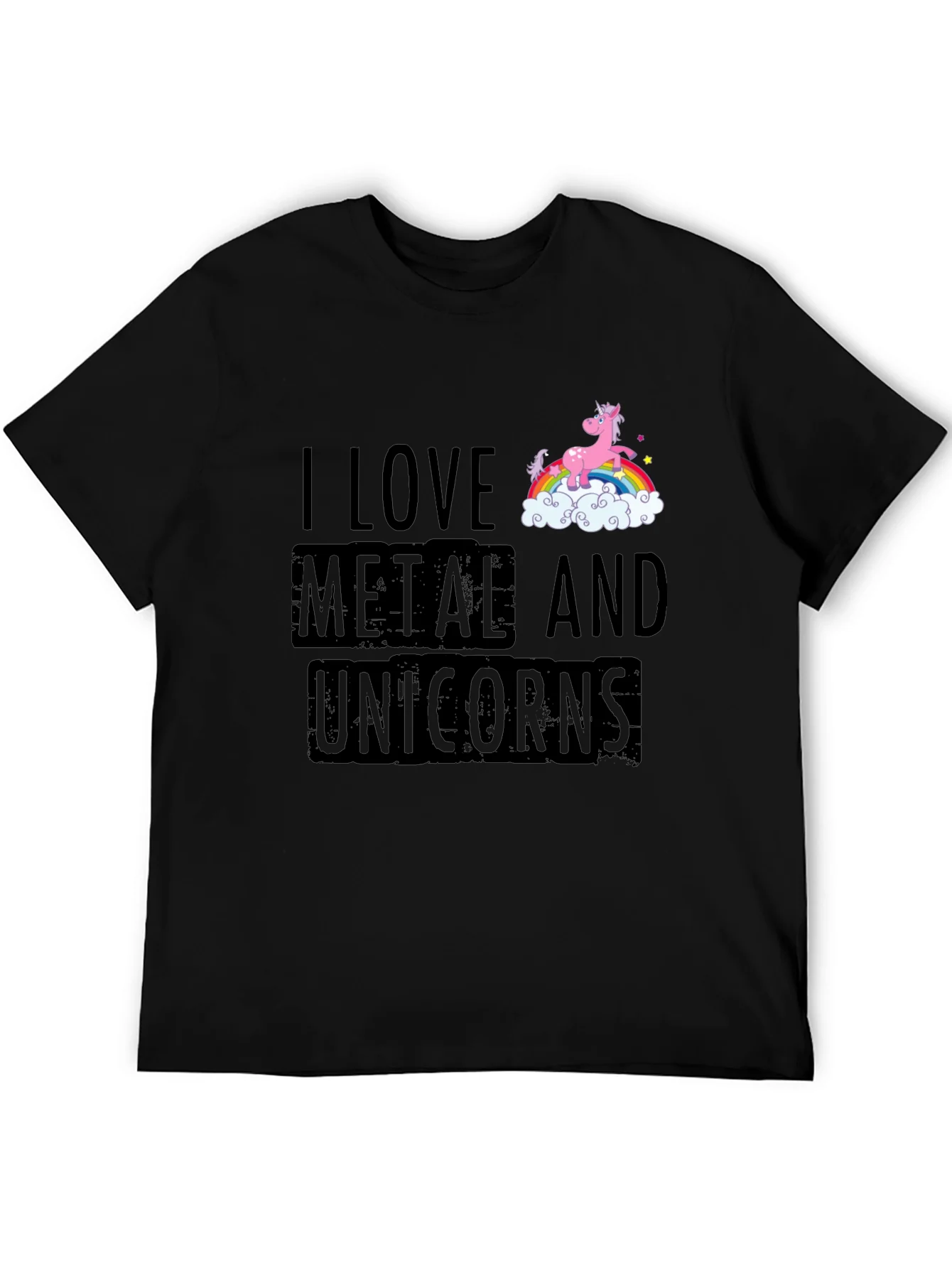 Camiseta Negra Metal y Unicornios