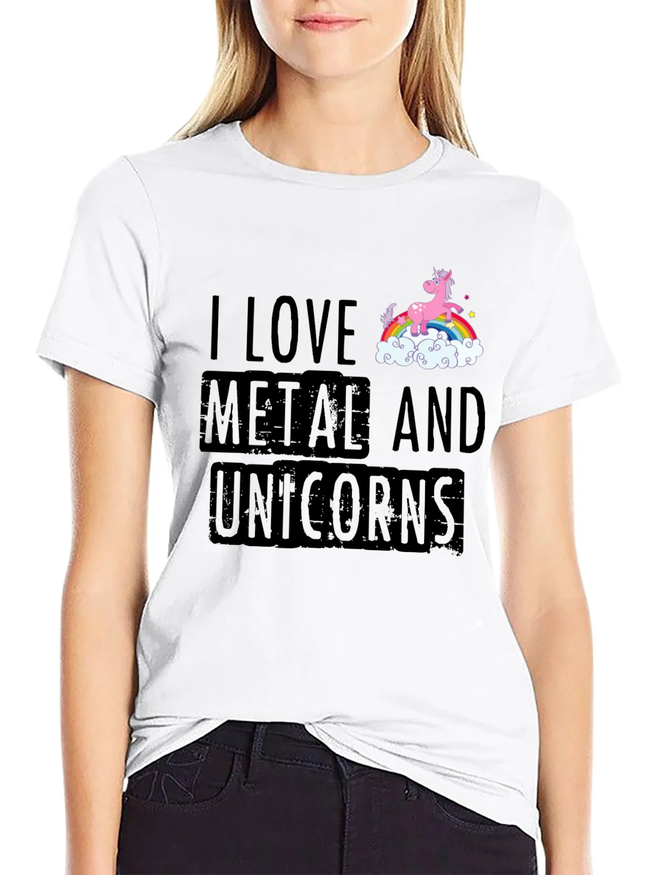 Camiseta Negra Metal y Unicornios
