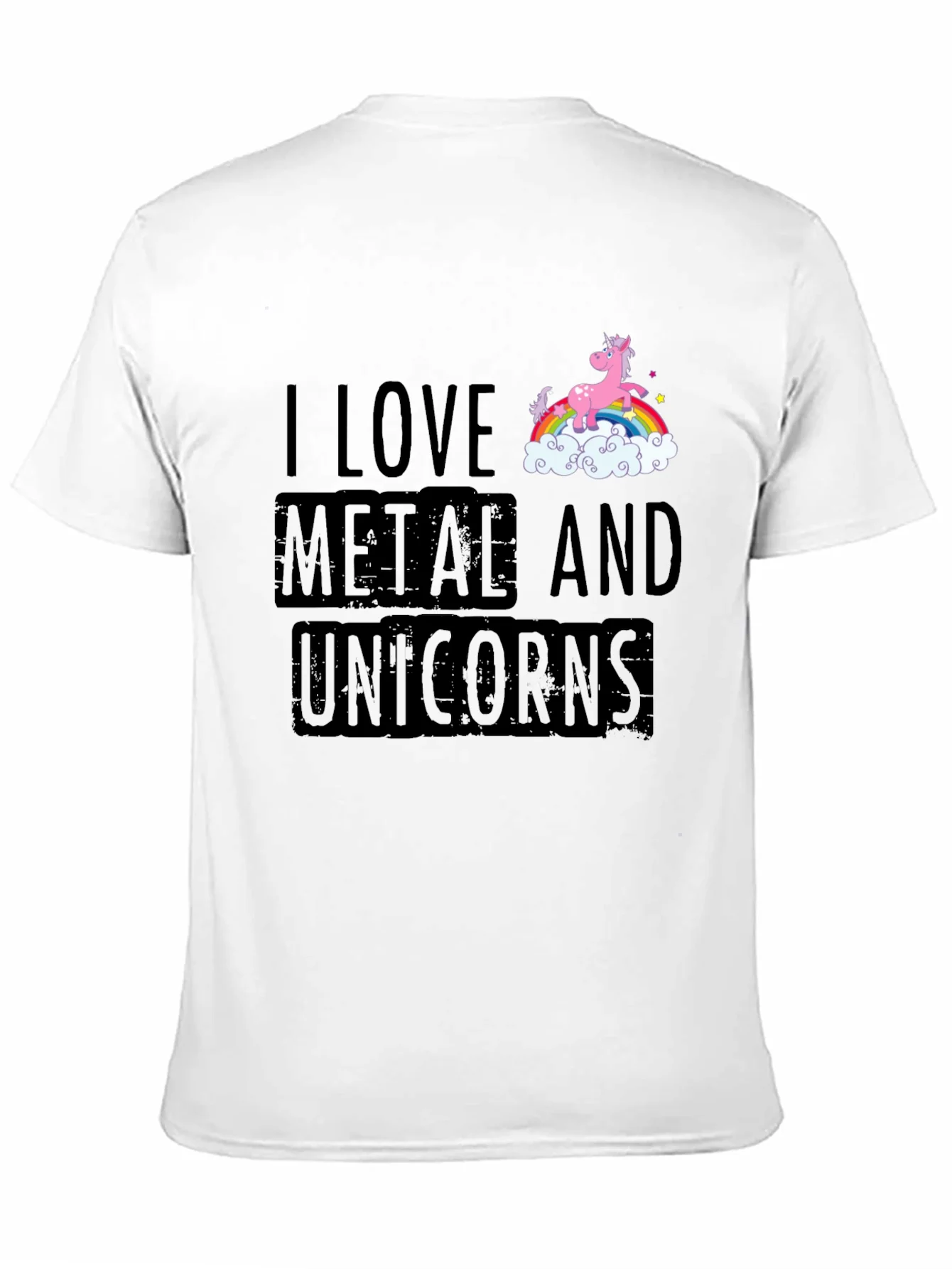 Camiseta Negra Metal y Unicornios