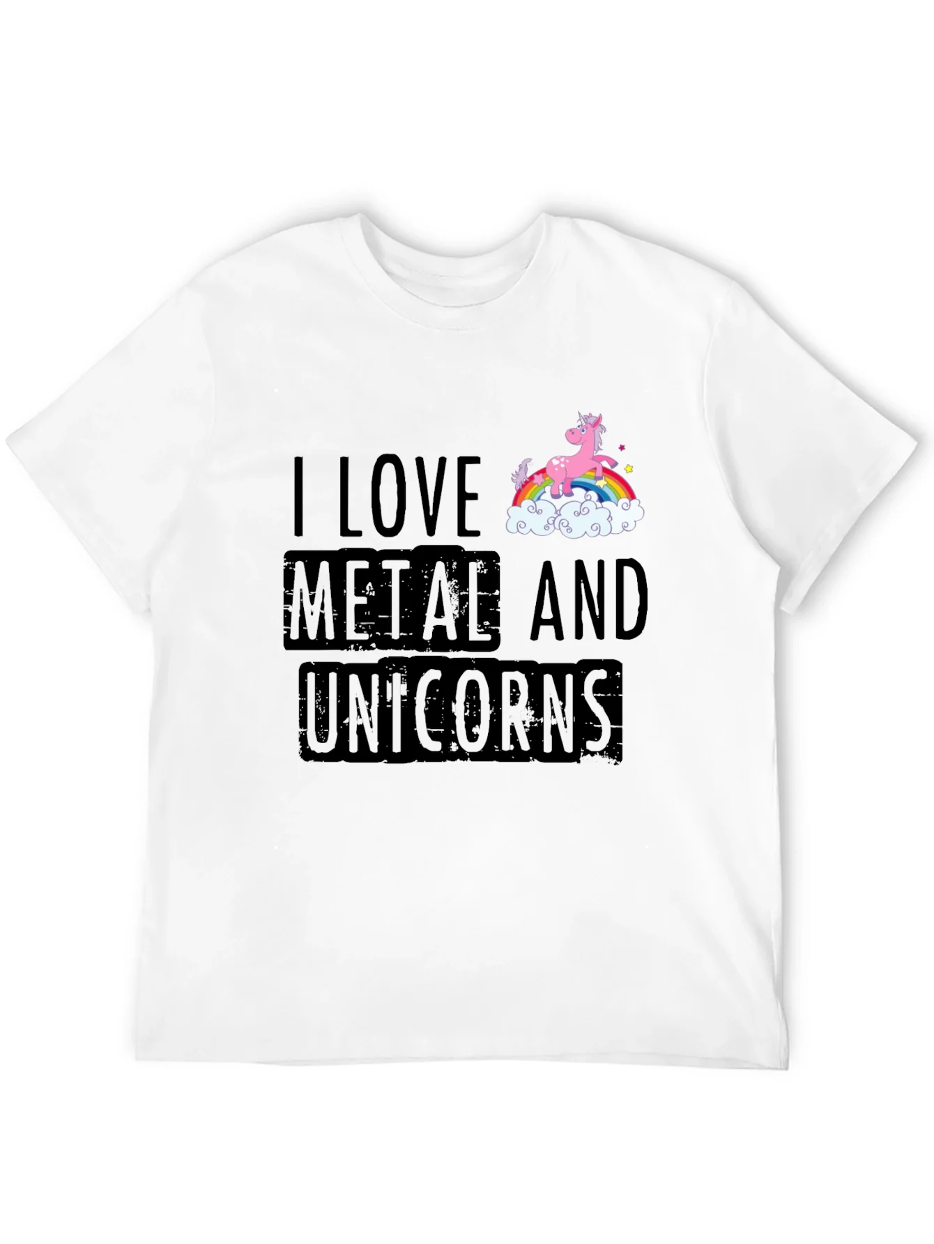 Camiseta Negra Metal y Unicornios