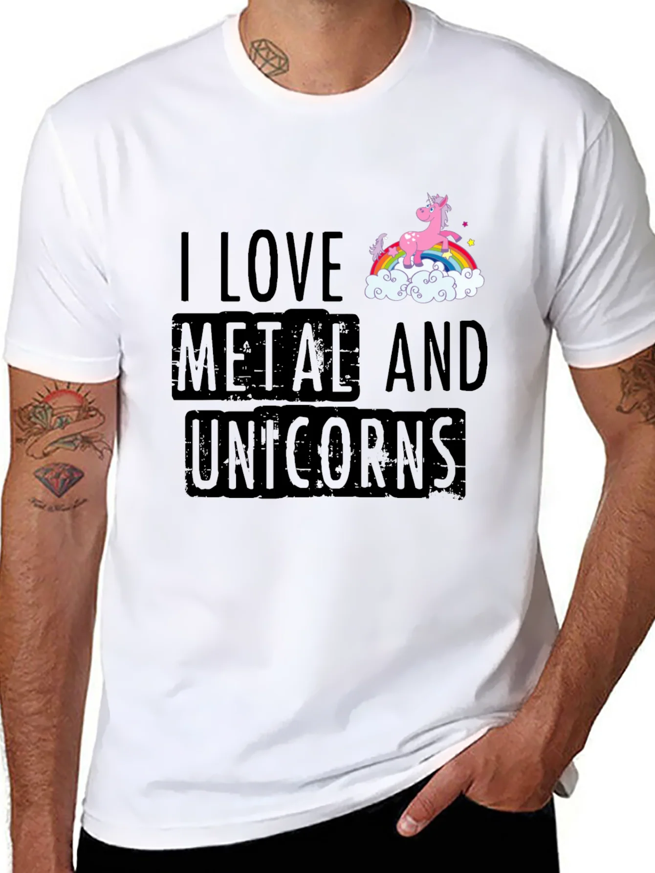 Camiseta Negra Metal y Unicornios
