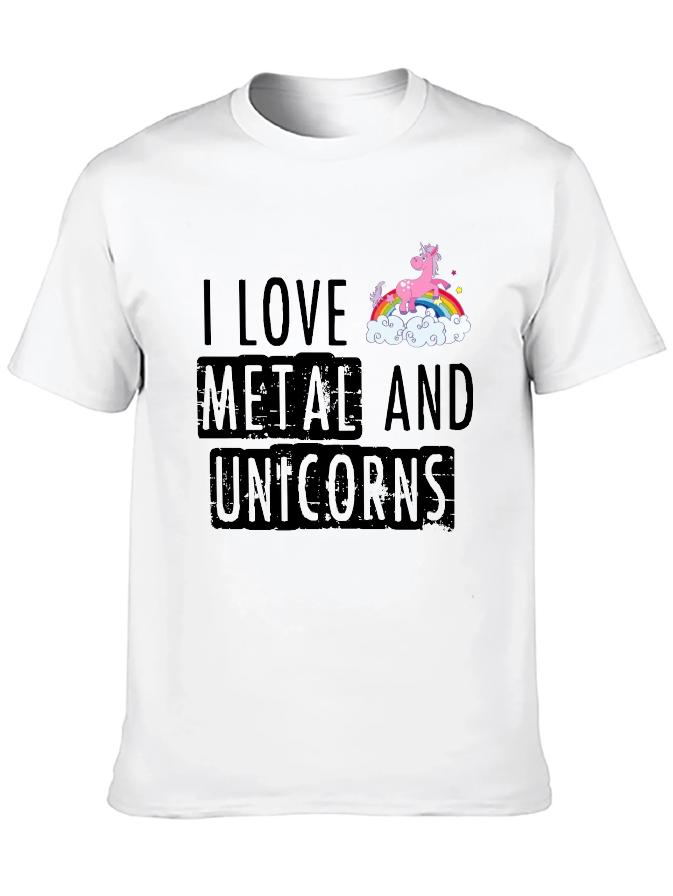 Camiseta Negra Metal y Unicornios