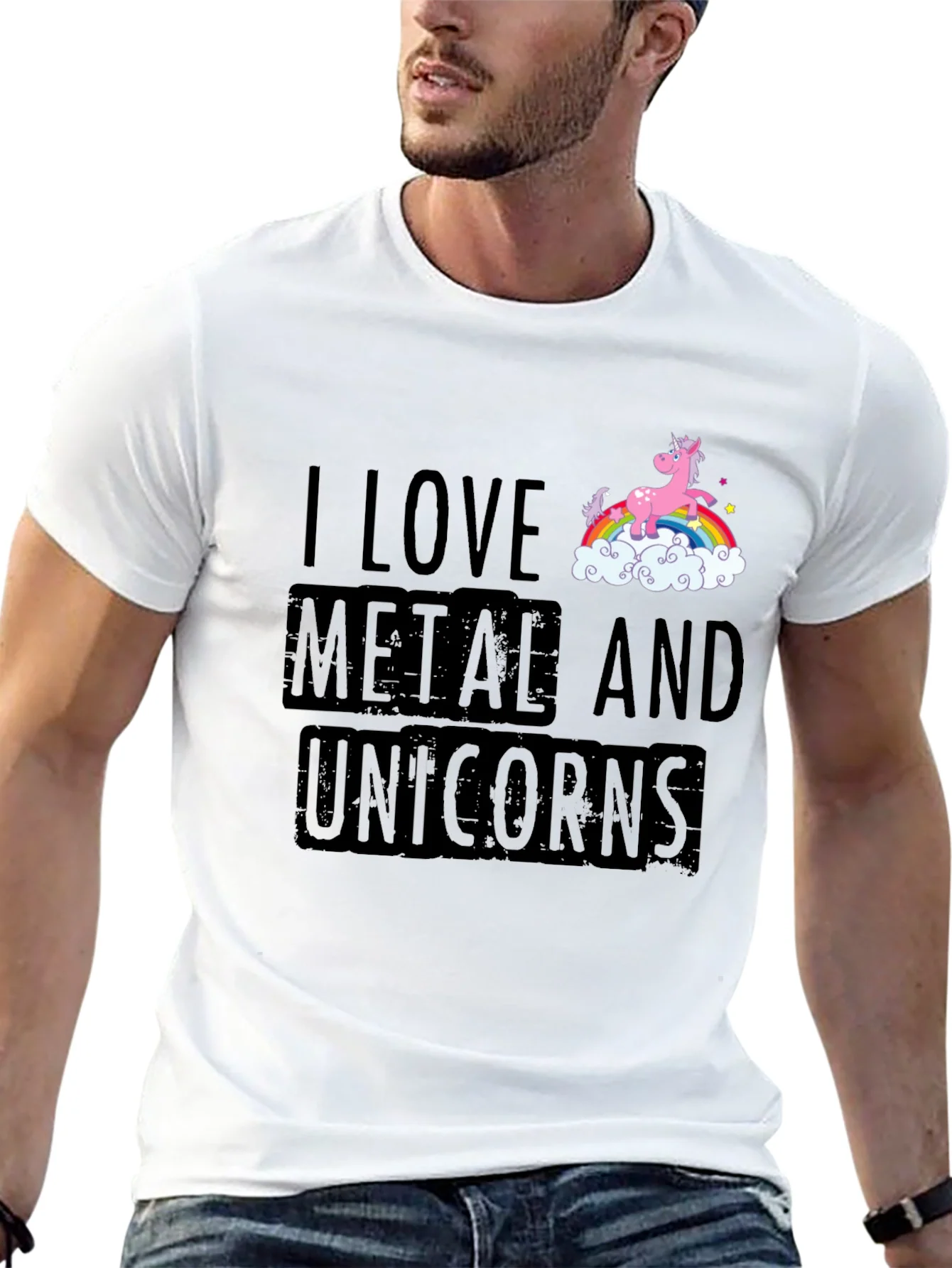 Camiseta Negra Metal y Unicornios
