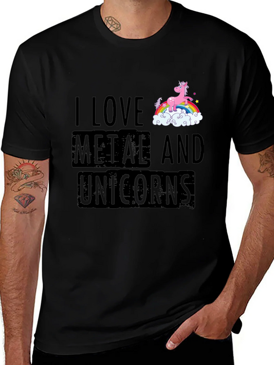 Camiseta Negra Metal y Unicornios