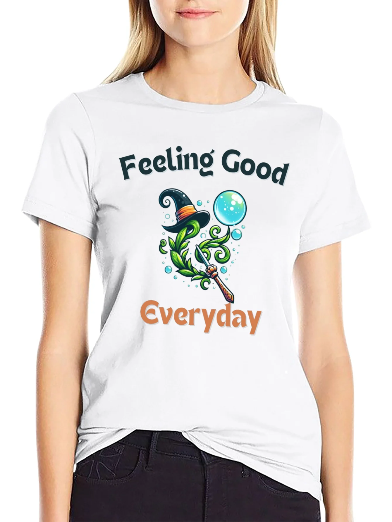 Camiseta Negra con Dise?o M¨¢gico y Frase Motivacional