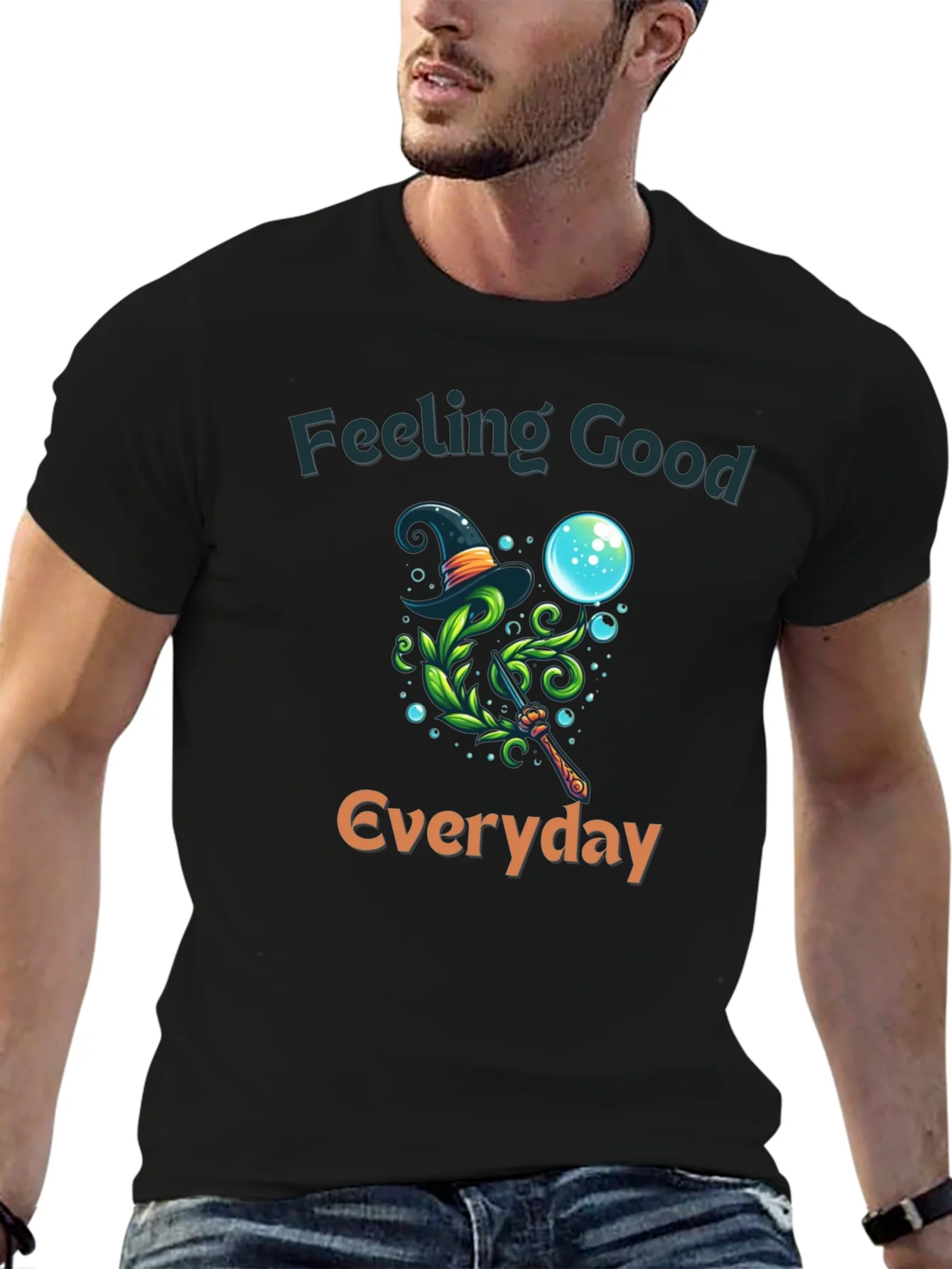 Camiseta Negra con Dise?o M¨¢gico y Frase Motivacional