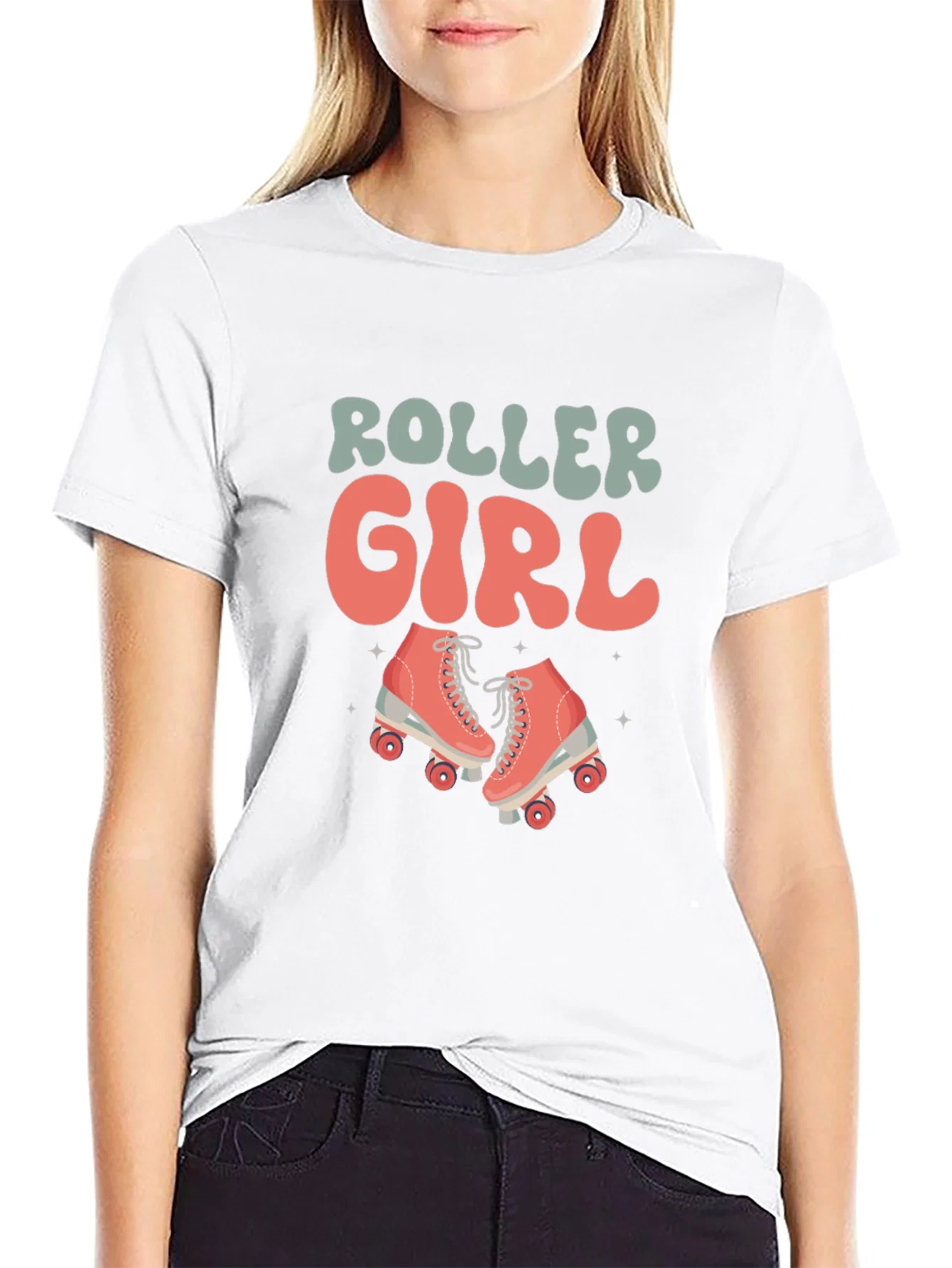 Rebbecca Retro Roller Girl Black T-Shirt