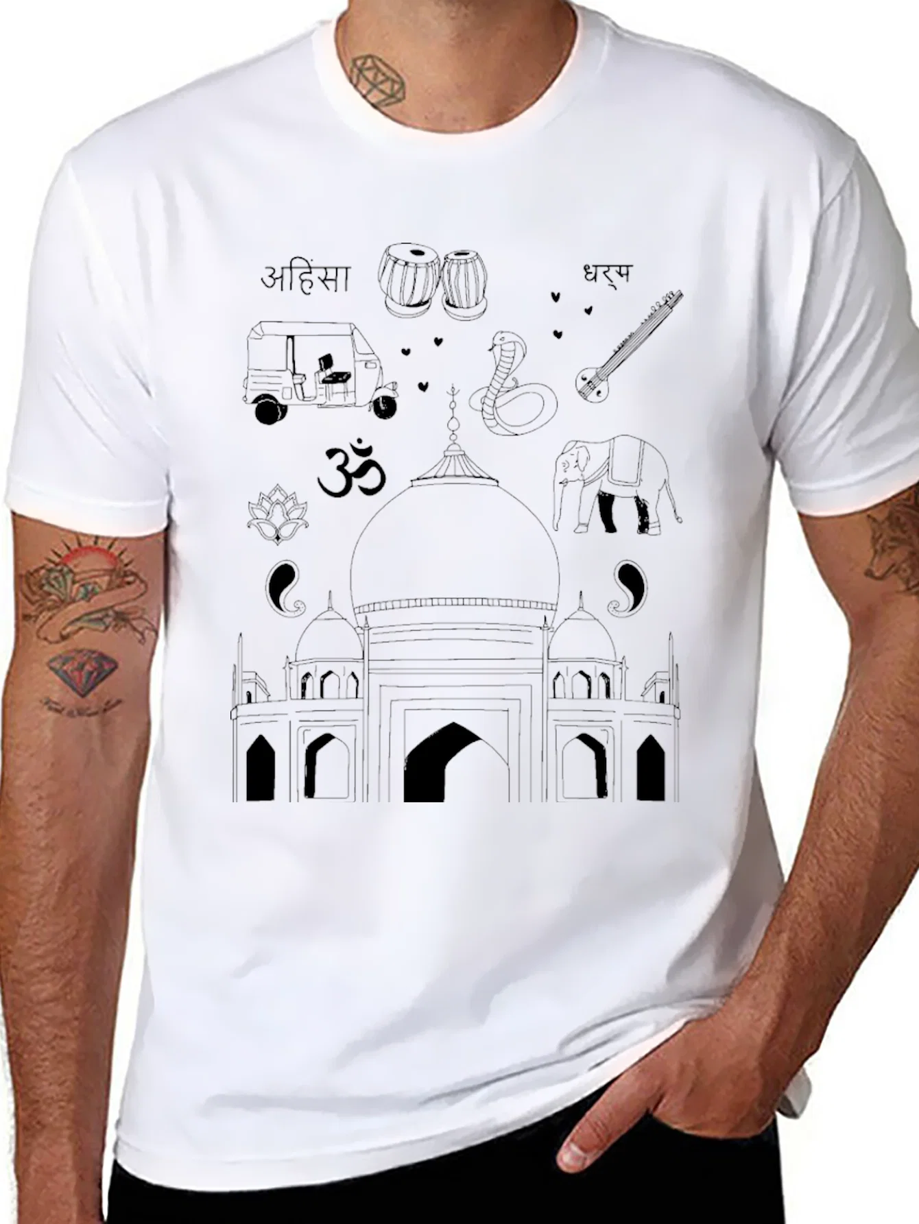 Rebbecca India Travel T-Shirt - Black Cotton Tee