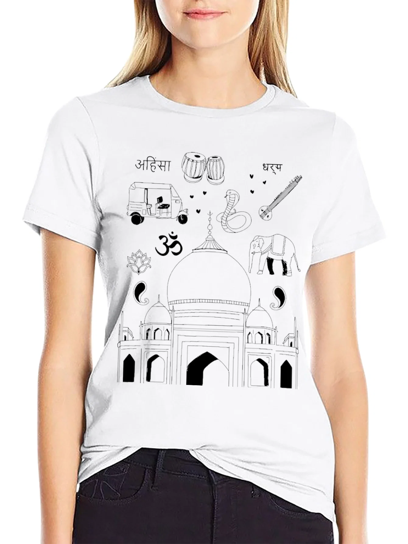 Rebbecca India Travel T-Shirt - Black Cotton Tee