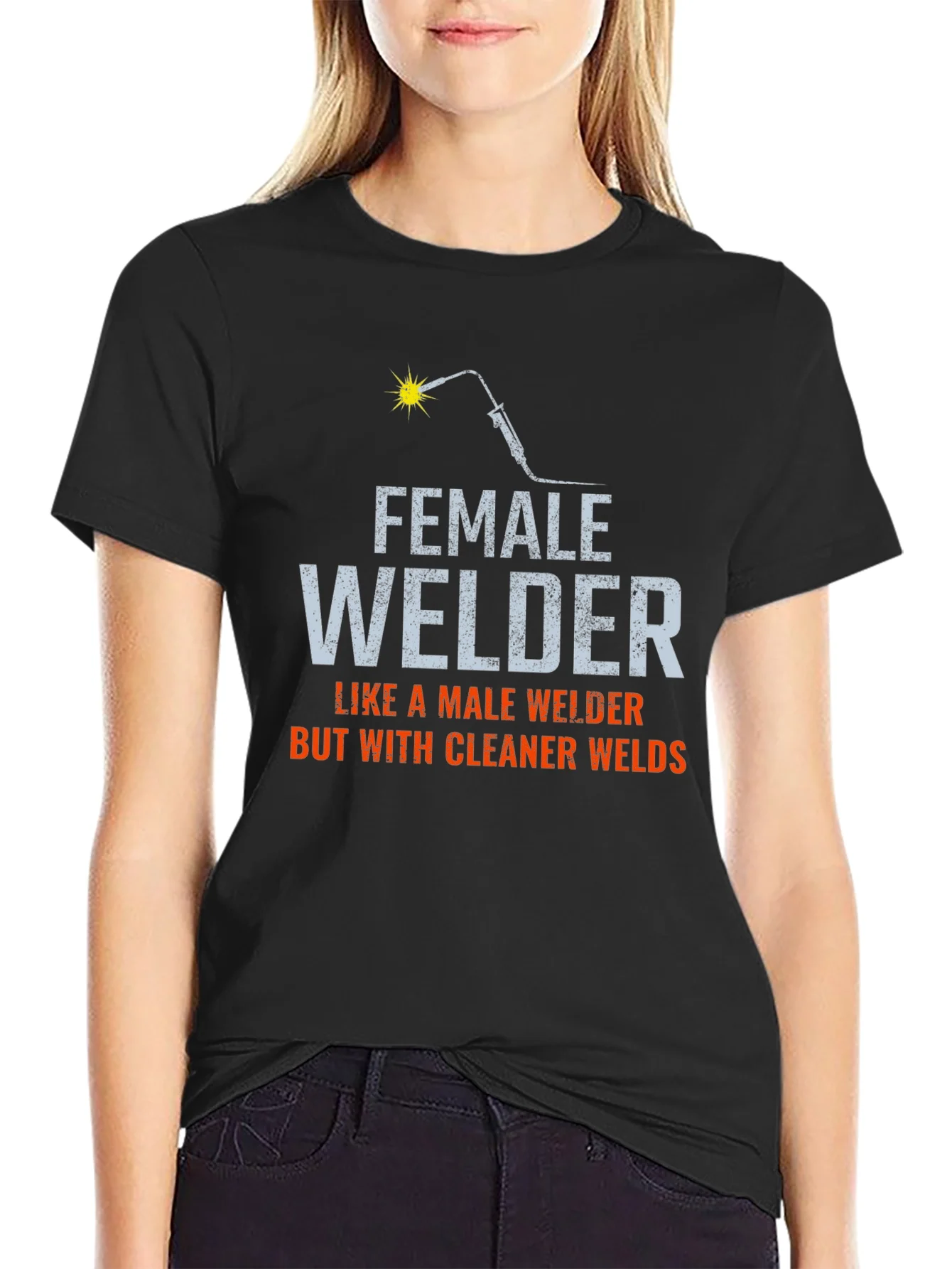 Rebbecca Female Welder T-Shirt - Cleaner Welds