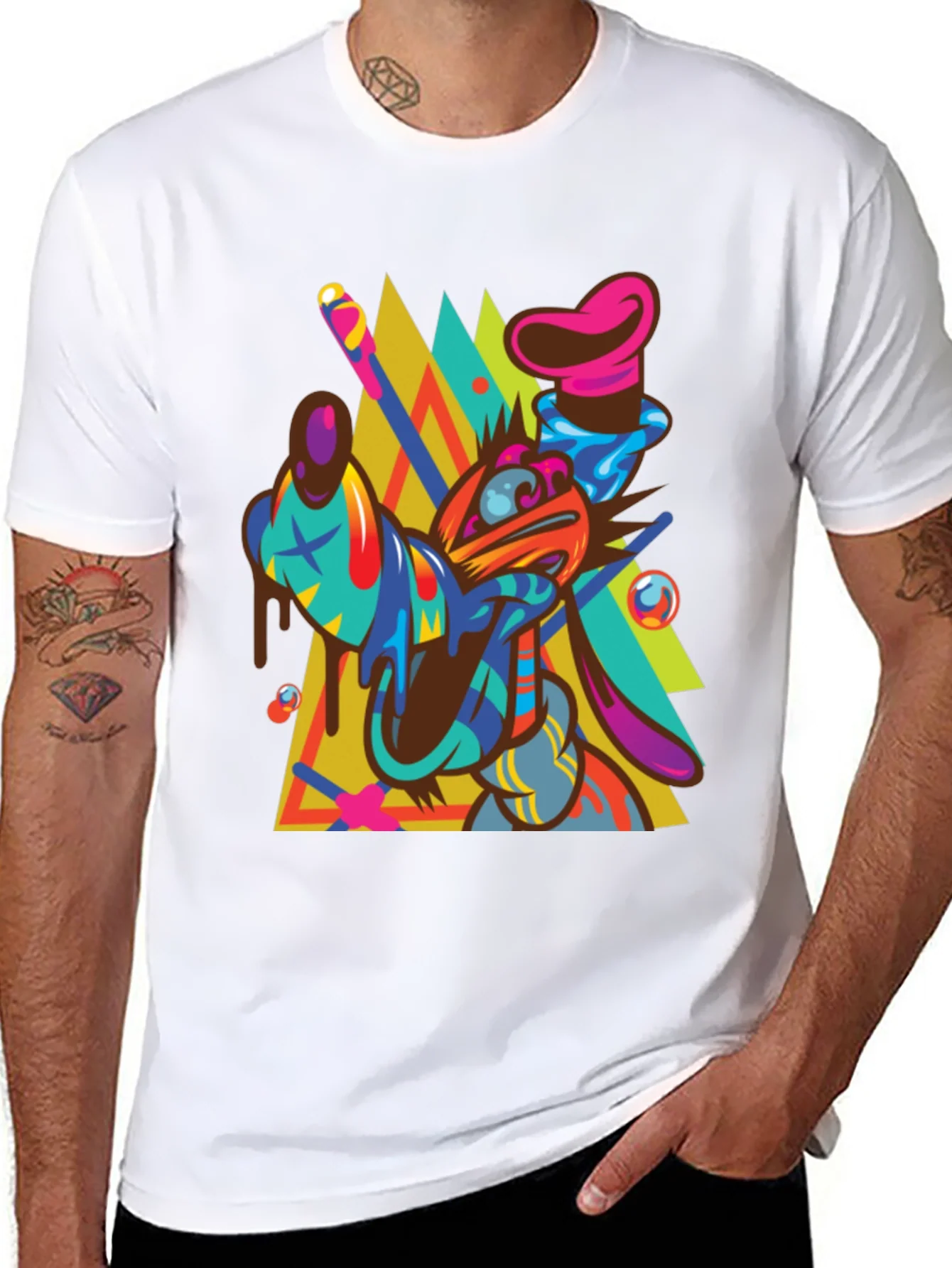 Rebbecca Abstract Goofy Graphic Print Black T-Shirt