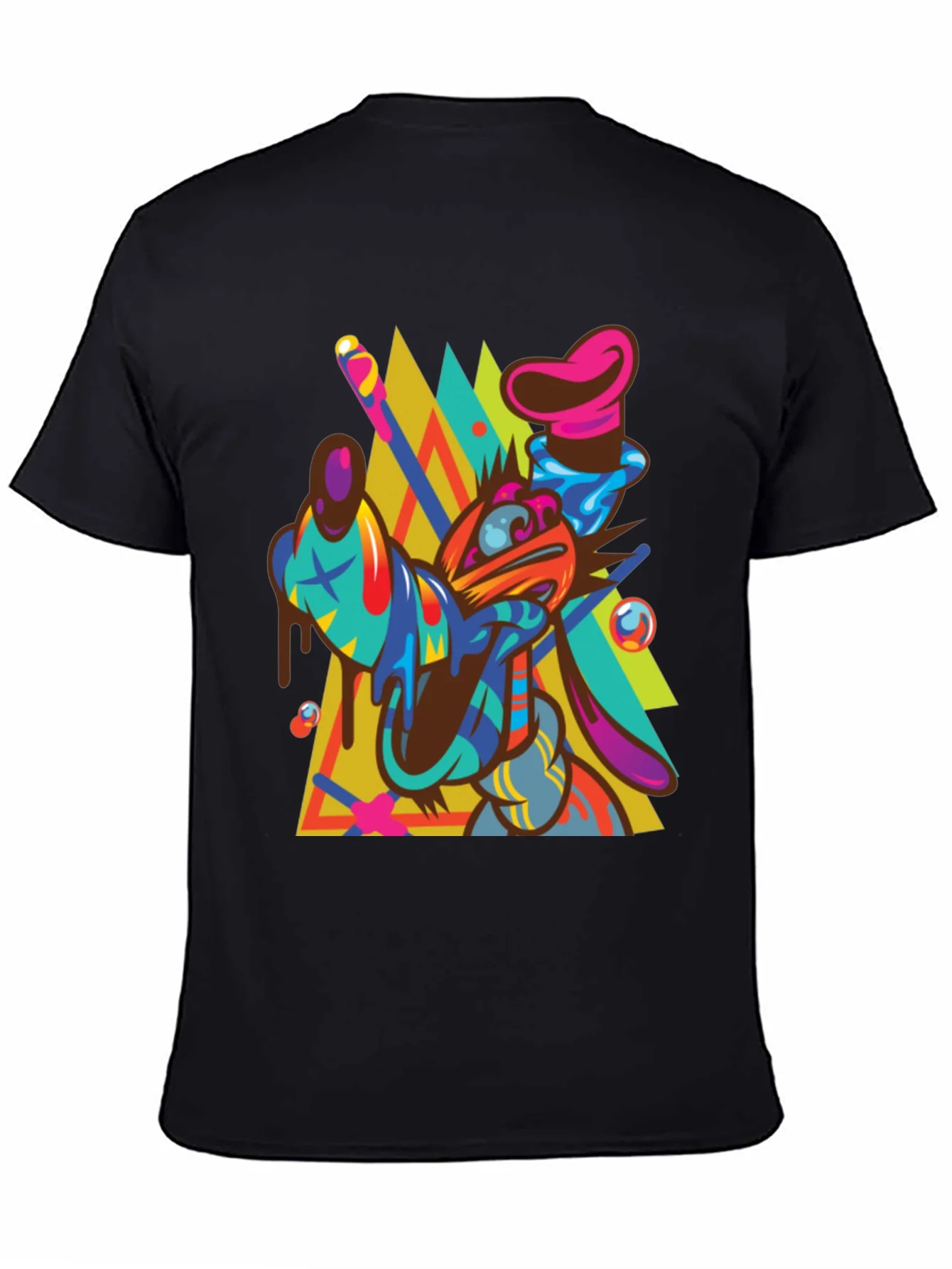 Rebbecca Abstract Goofy Graphic Print Black T-Shirt