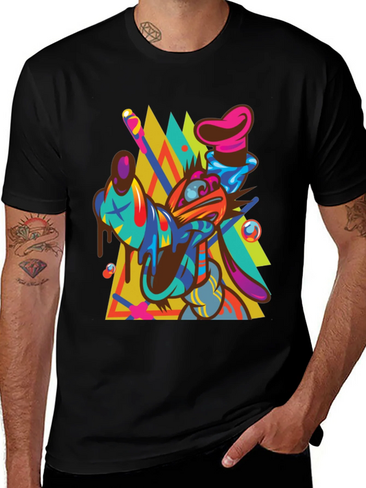 Rebbecca Abstract Goofy Graphic Print Black T-Shirt