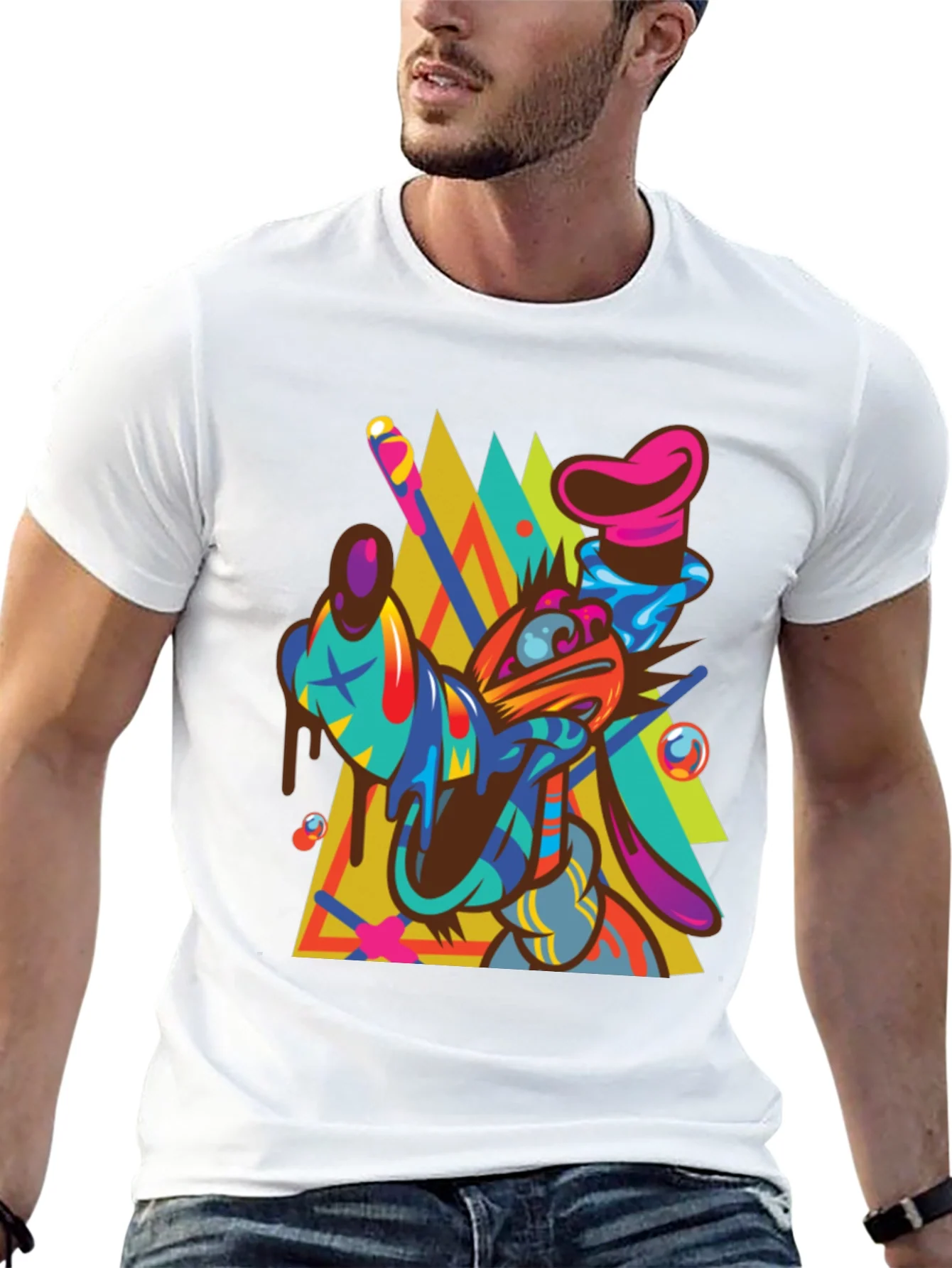Rebbecca Abstract Goofy Graphic Print Black T-Shirt