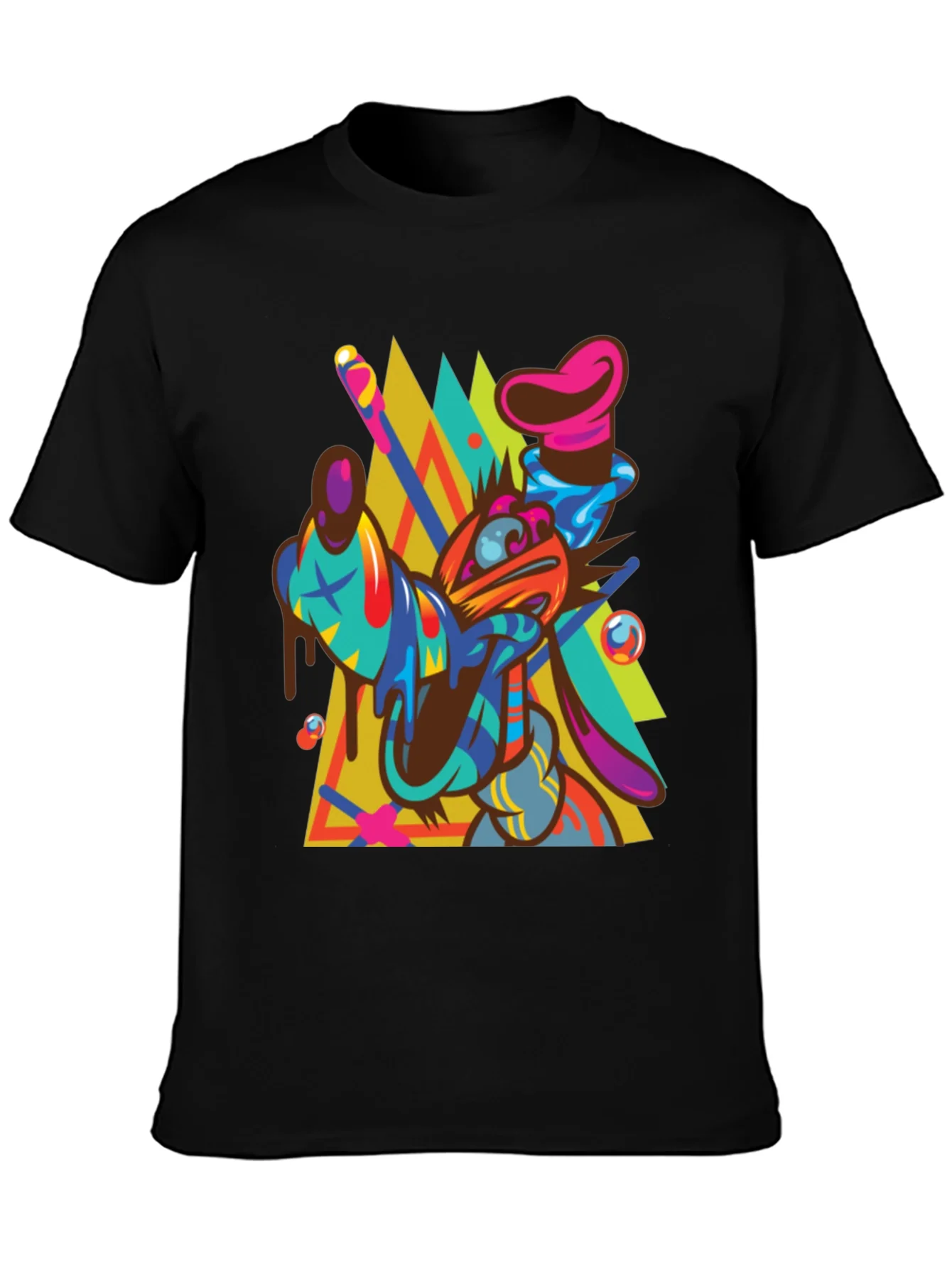 Rebbecca Abstract Goofy Graphic Print Black T-Shirt