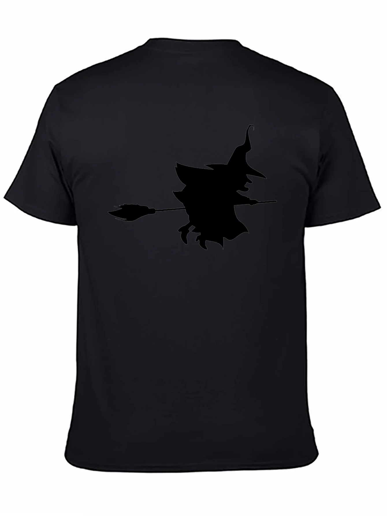 Camiseta Negra con Silueta de Bruja Halloween