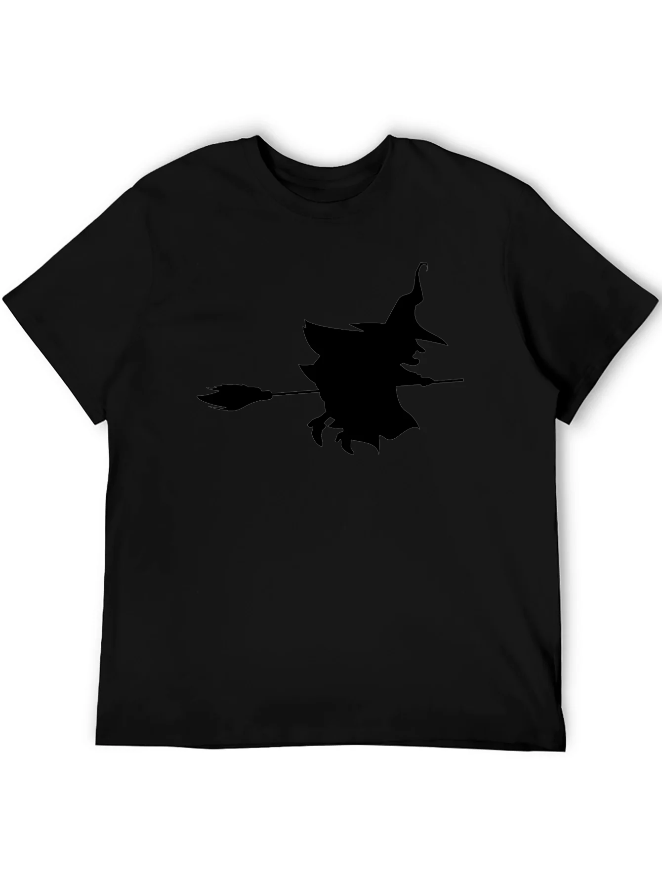 Camiseta Negra con Silueta de Bruja Halloween
