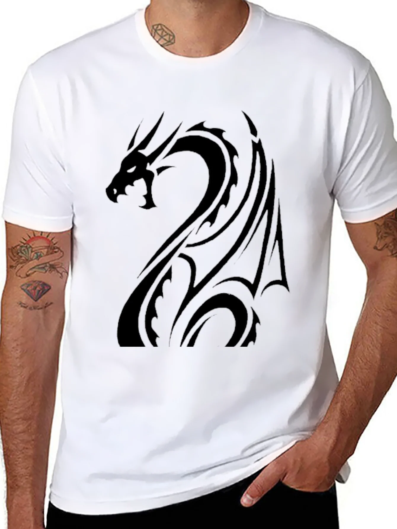 Camiseta Negra Drag¨®n Tribal Elegante