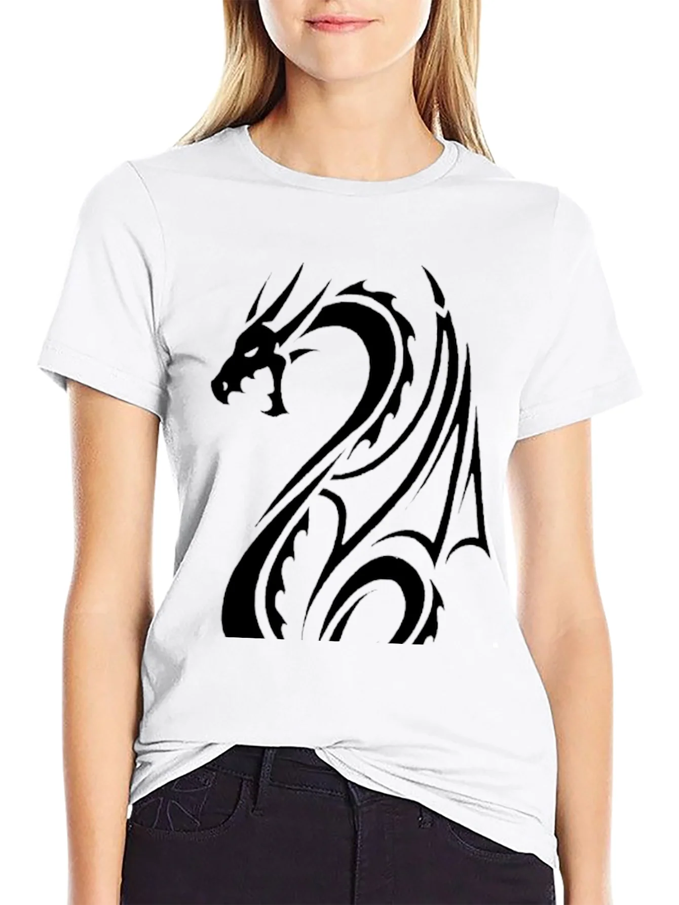 Camiseta Negra Drag¨®n Tribal Elegante